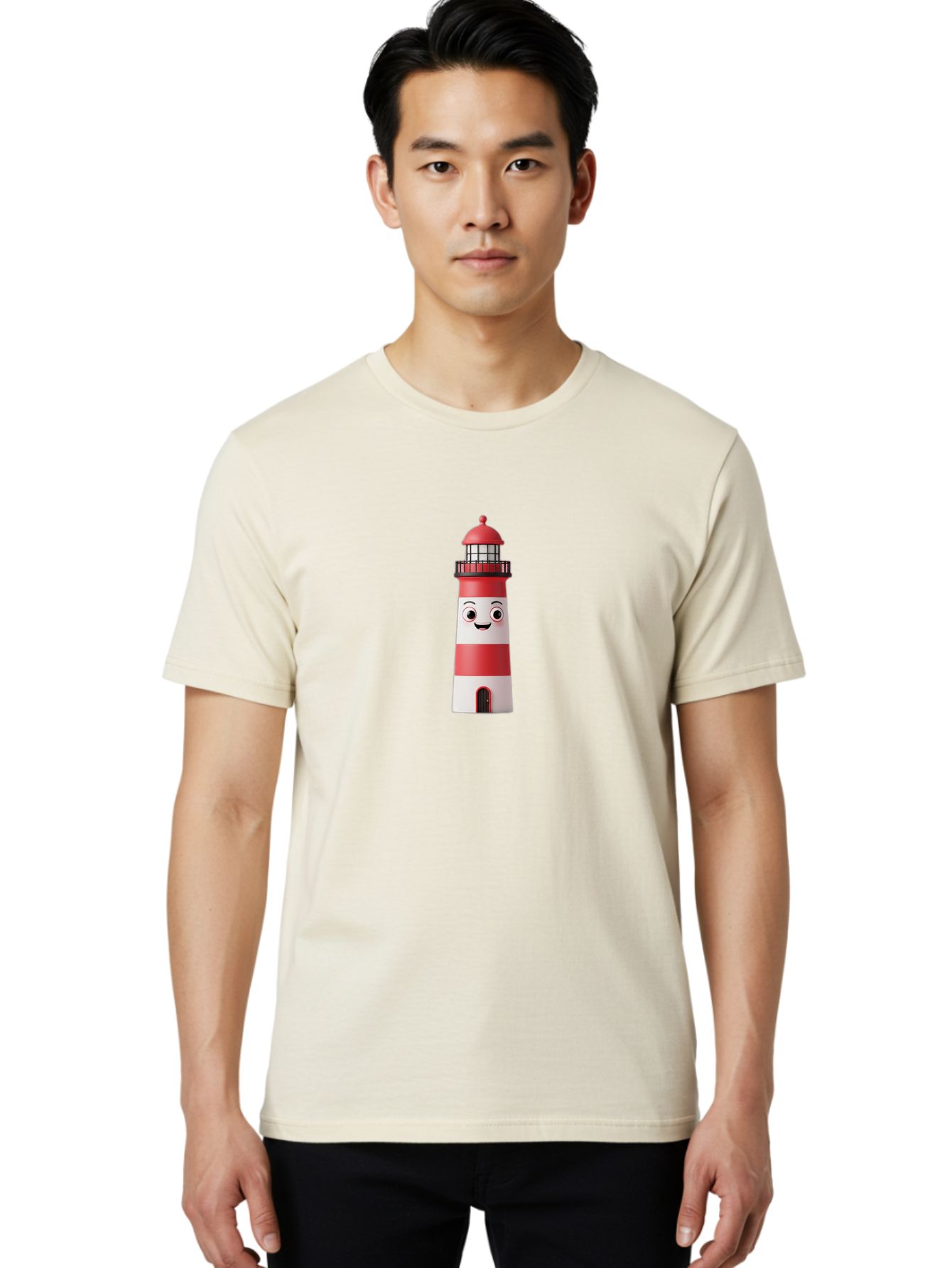 Lighthouse-Character Men'S Graphic Tee, 100% Cotton, Comfortable Casual Summer Wear, Machine Washable, Vintage Camera, Old Camera, Antique Camera, Black Camera, Classic Photography, Photography Equipment, Nostalgic Device, Film Camera, Bag716
