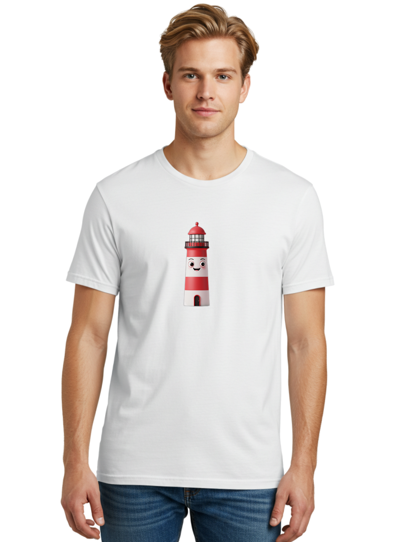 Lighthouse-Character Men'S Graphic Tee, 100% Cotton, Comfortable Casual Summer Wear, Machine Washable, Vintage Camera, Old Camera, Antique Camera, Black Camera, Classic Photography, Photography Equipment, Nostalgic Device, Film Camera, Bag716