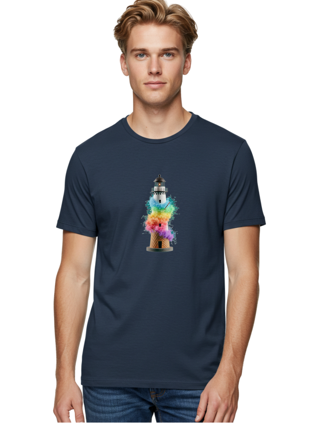 Lighthouse-Ice-Cream Men'S Graphic Tee, 100% Cotton, Comfortable Casual Summer Wear, Machine Washable, Vintage Camera, Old Camera, Antique Camera, Black Camera, Classic Photography, Photography Equipment, Nostalgic Device, Film Camera, Bag719