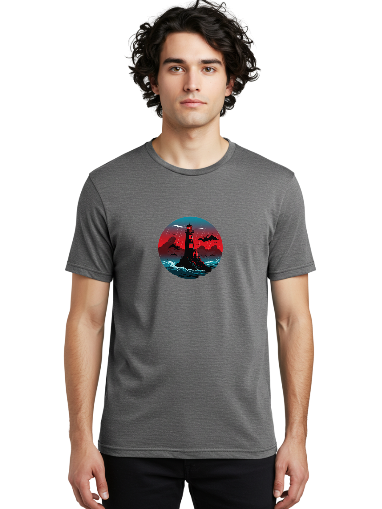 Lighthouse-Storm Men'S Graphic Tee, 100% Cotton, Comfortable Casual Summer Wear, Machine Washable, Vintage Camera, Old Camera, Antique Camera, Black Camera, Classic Photography, Photography Equipment, Nostalgic Device, Film Camera, Camera Art Bag725