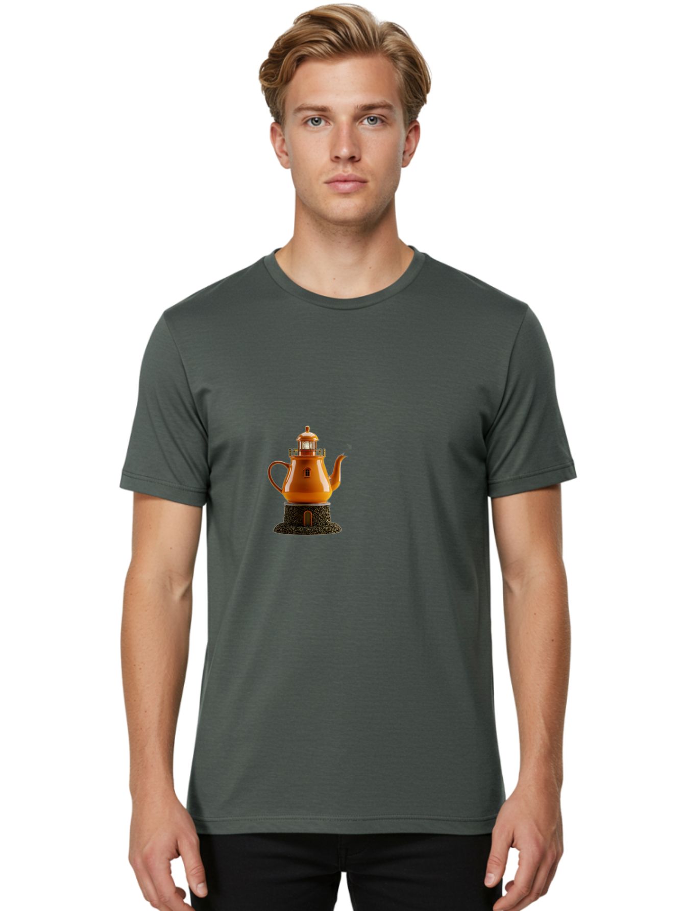 Lighthouse-Teapot Men'S Graphic Tee, 100% Cotton, Comfortable Casual Summer Wear, Machine Washable, Vintage Camera, Old Camera, Antique Camera, Black Camera, Classic Photography, Photography Equipment, Nostalgic Device, Film Camera, Camera Art Bag726