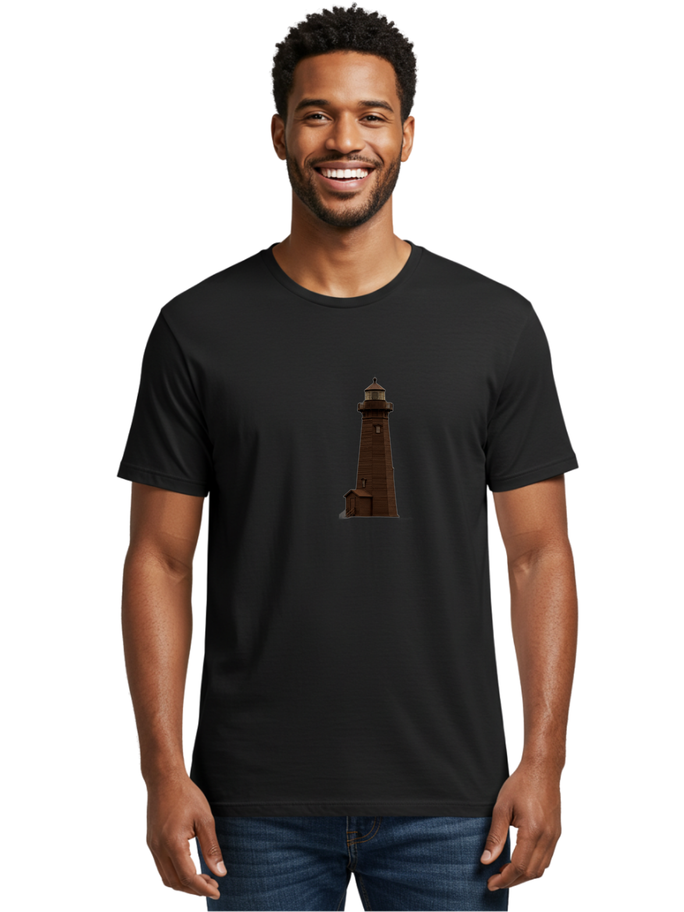 Lighthouse Men'S Graphic Tee, 100% Cotton, Comfortable Casual Summer Wear, Machine Washable, Vintage Camera, Old Camera, Antique Camera, Black Camera, Classic Photography, Photography Equipment, Nostalgic Device, Film Camera, Camera Art Bag727