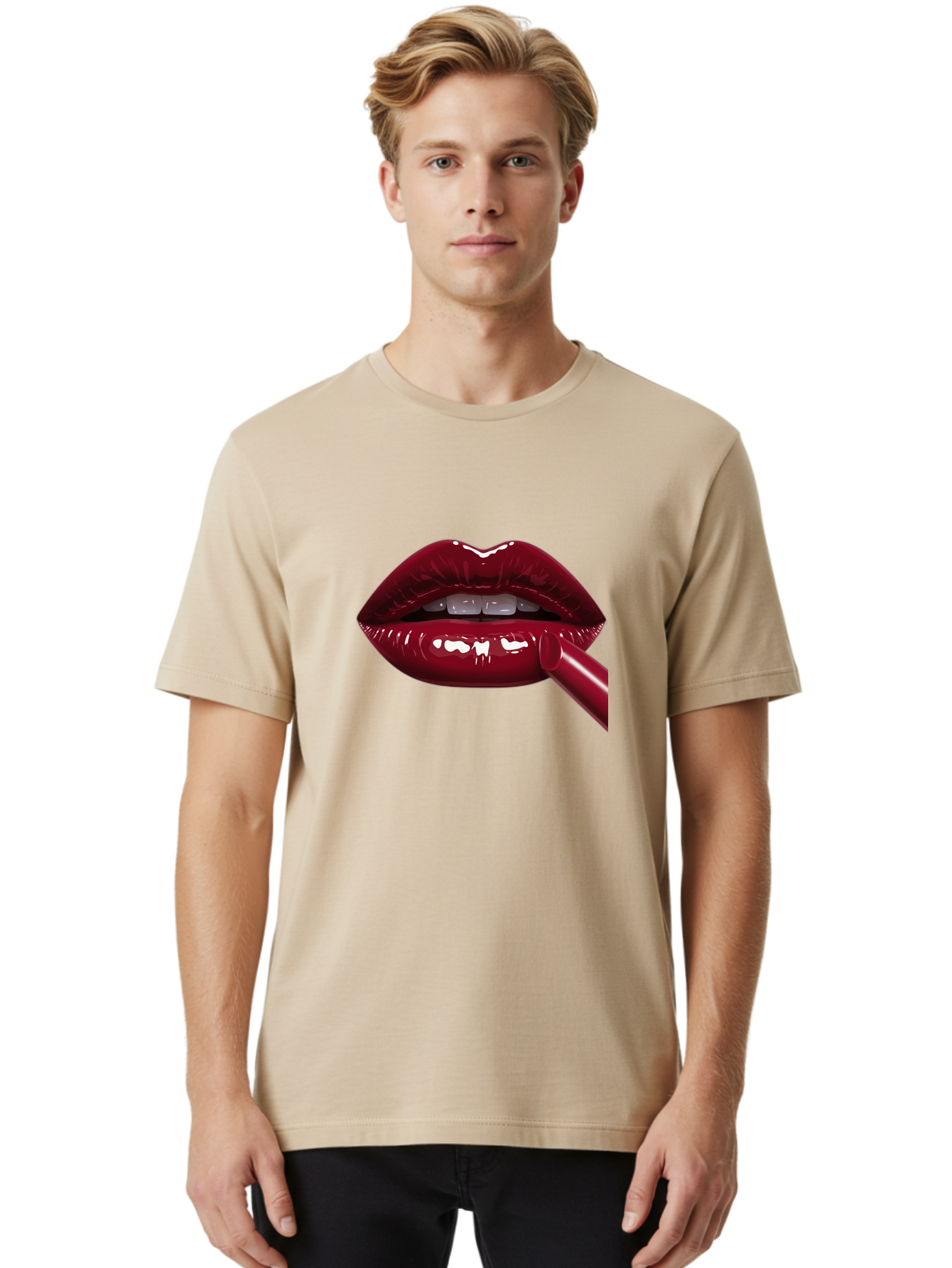 Lipstick Men'S Graphic Tee, 100% Cotton, Comfortable Casual Summer Wear, Machine Washable, Vintage Camera, Old Camera, Antique Camera, Black Camera, Classic Photography, Photography Equipment, Nostalgic Device, Film Camera, Camera Art Bag728