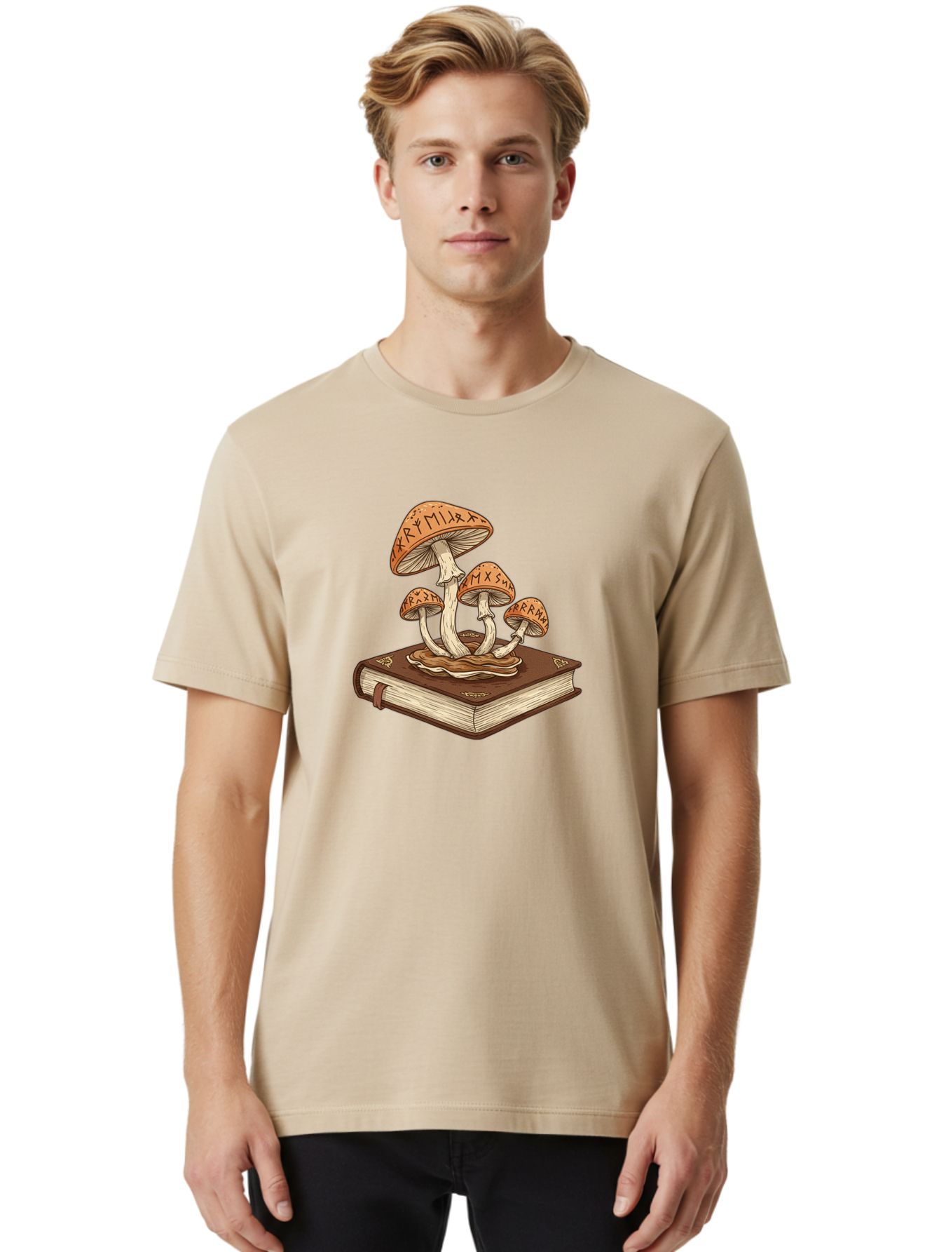 Magic-Mushrooms-On-Book Men'S Graphic Tee, 100% Cotton, Comfortable Casual Summer Wear, Machine Washable, Vintage Camera, Old Camera, Antique Camera, Black Camera, Classic Photography, Photography Equipment, Nostalgic Device, Film Camera, Bag741