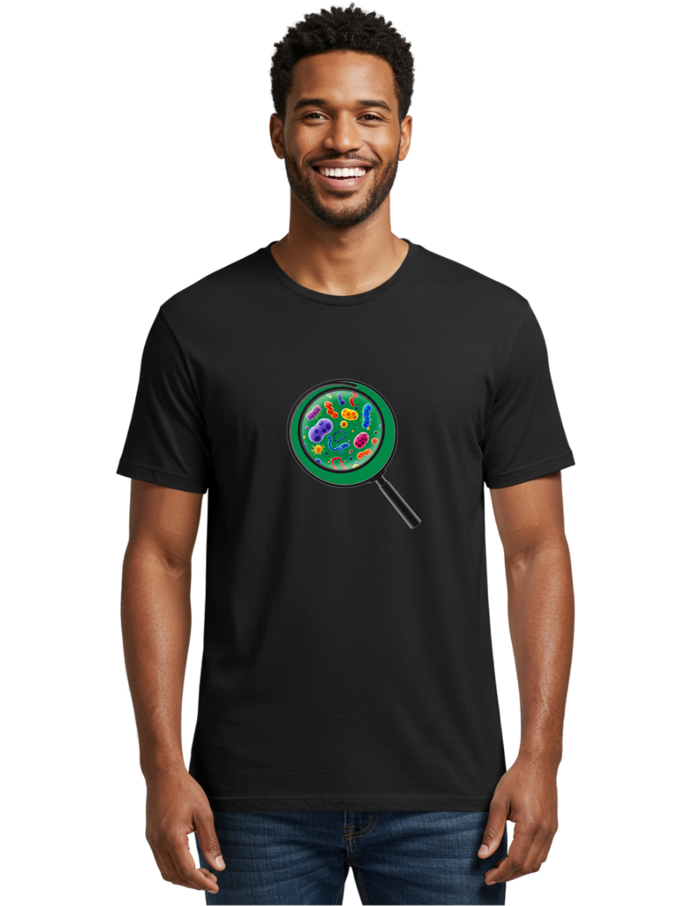 Magnifying-Glass-Microbes Men'S Graphic Tee, 100% Cotton, Comfortable Casual Summer Wear, Machine Washable, Vintage Camera, Old Camera, Antique Camera, Black Camera, Classic Photography, Photography Equipment, Nostalgic Device, Film Camera, Bag742