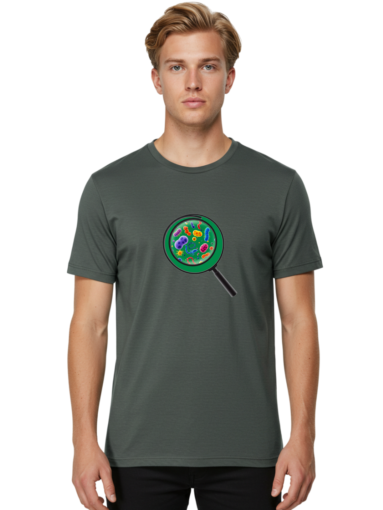 Magnifying-Glass-Microbes Men'S Graphic Tee, 100% Cotton, Comfortable Casual Summer Wear, Machine Washable, Vintage Camera, Old Camera, Antique Camera, Black Camera, Classic Photography, Photography Equipment, Nostalgic Device, Film Camera, Bag742