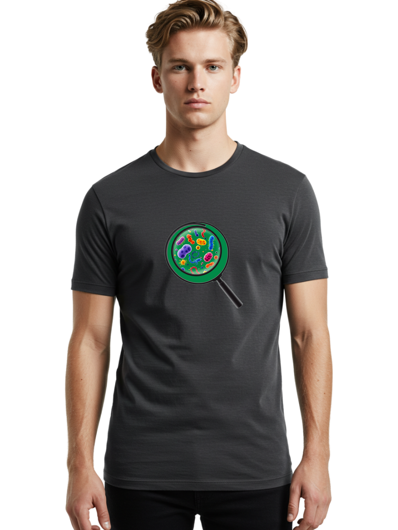 Magnifying-Glass-Microbes Men'S Graphic Tee, 100% Cotton, Comfortable Casual Summer Wear, Machine Washable, Vintage Camera, Old Camera, Antique Camera, Black Camera, Classic Photography, Photography Equipment, Nostalgic Device, Film Camera, Bag742