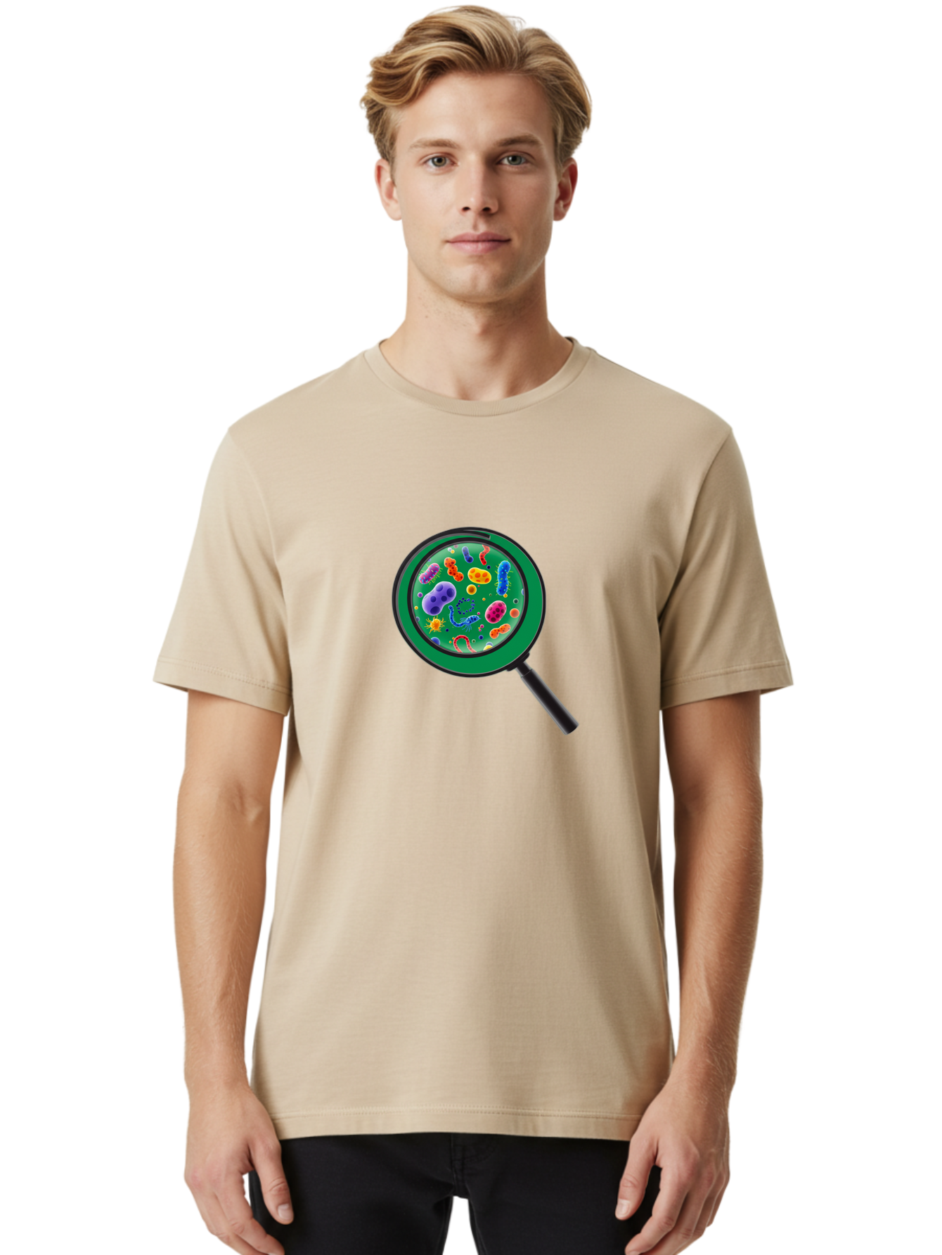 Magnifying-Glass-Microbes Men'S Graphic Tee, 100% Cotton, Comfortable Casual Summer Wear, Machine Washable, Vintage Camera, Old Camera, Antique Camera, Black Camera, Classic Photography, Photography Equipment, Nostalgic Device, Film Camera, Bag742