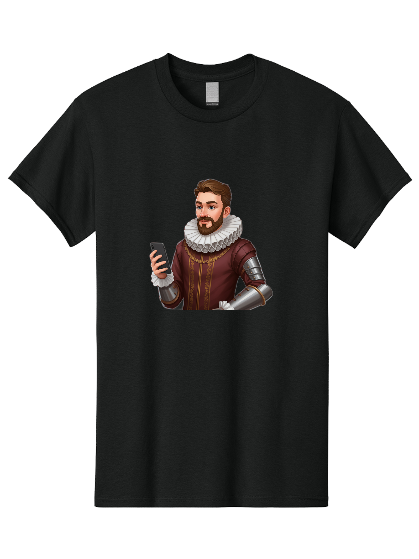 Man-In-Armor-With-Smartphone Men'S Graphic Tee, 100% Cotton, Comfortable Casual Summer Wear, Machine Washable, Vintage Camera, Old Camera, Antique Camera, Black Camera, Classic Photography, Photography Equipment, Nostalgic Device, Film Camera, Bag743