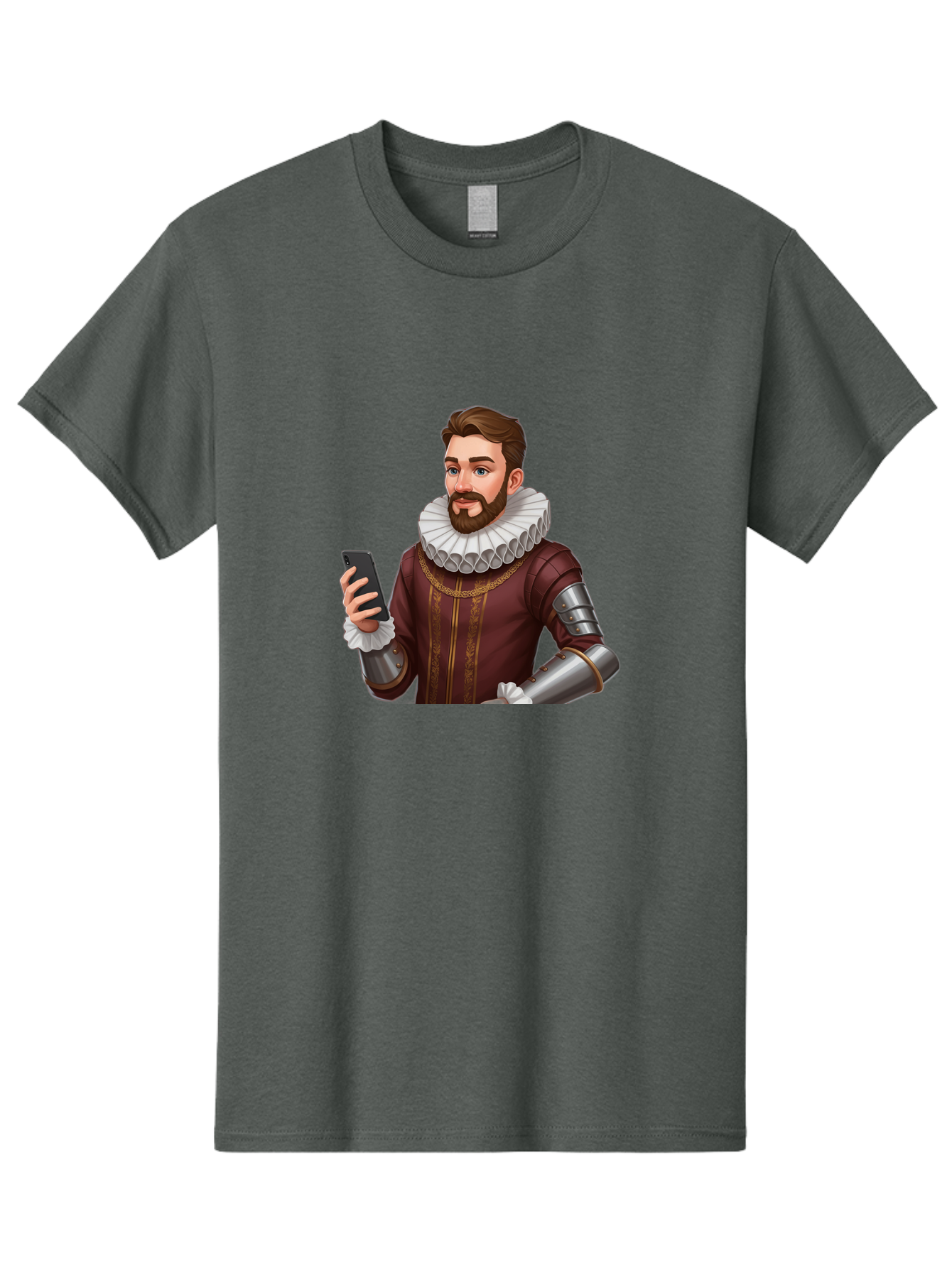 Man-In-Armor-With-Smartphone Men'S Graphic Tee, 100% Cotton, Comfortable Casual Summer Wear, Machine Washable, Vintage Camera, Old Camera, Antique Camera, Black Camera, Classic Photography, Photography Equipment, Nostalgic Device, Film Camera, Bag743
