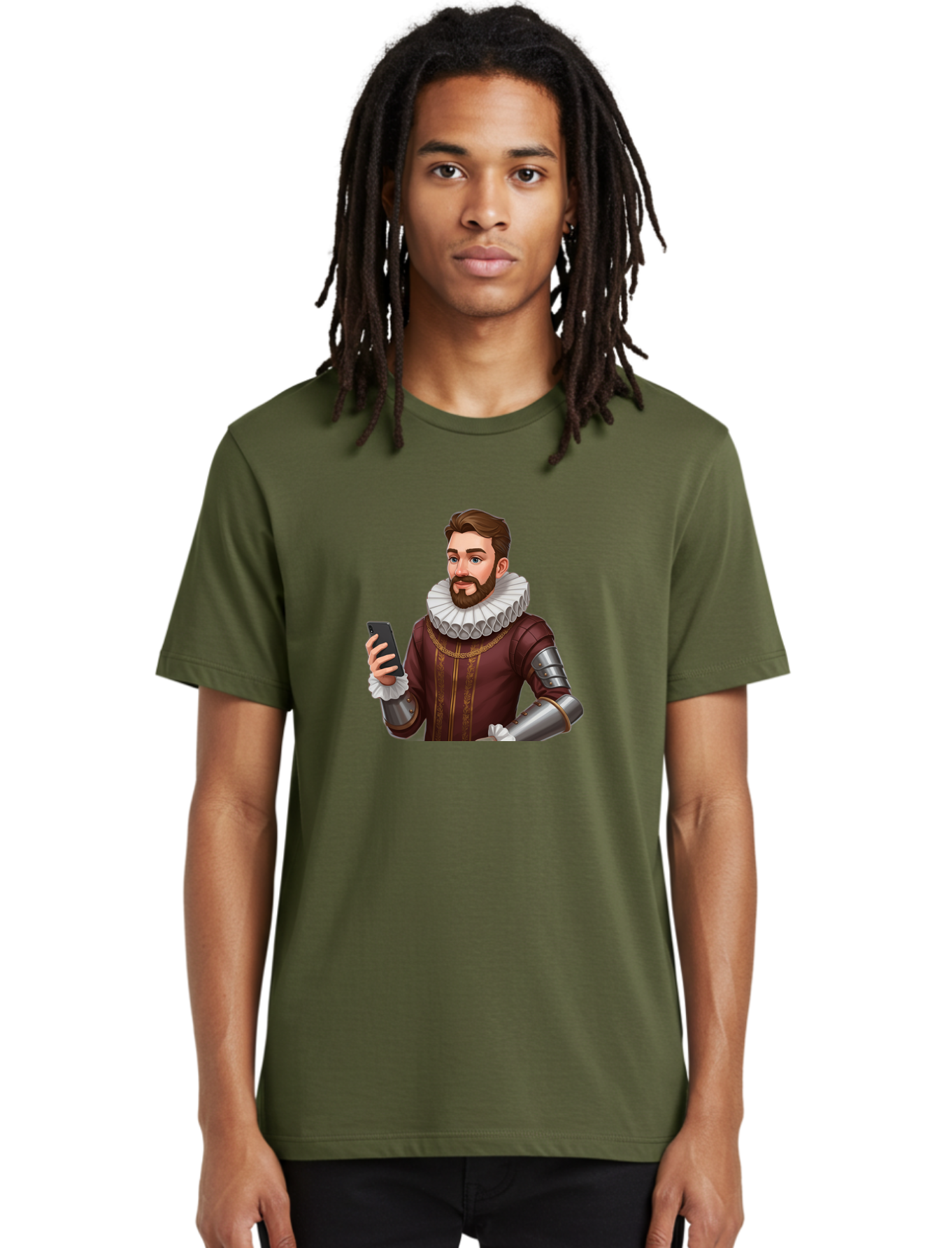 Man-In-Armor-With-Smartphone Men'S Graphic Tee, 100% Cotton, Comfortable Casual Summer Wear, Machine Washable, Vintage Camera, Old Camera, Antique Camera, Black Camera, Classic Photography, Photography Equipment, Nostalgic Device, Film Camera, Bag743