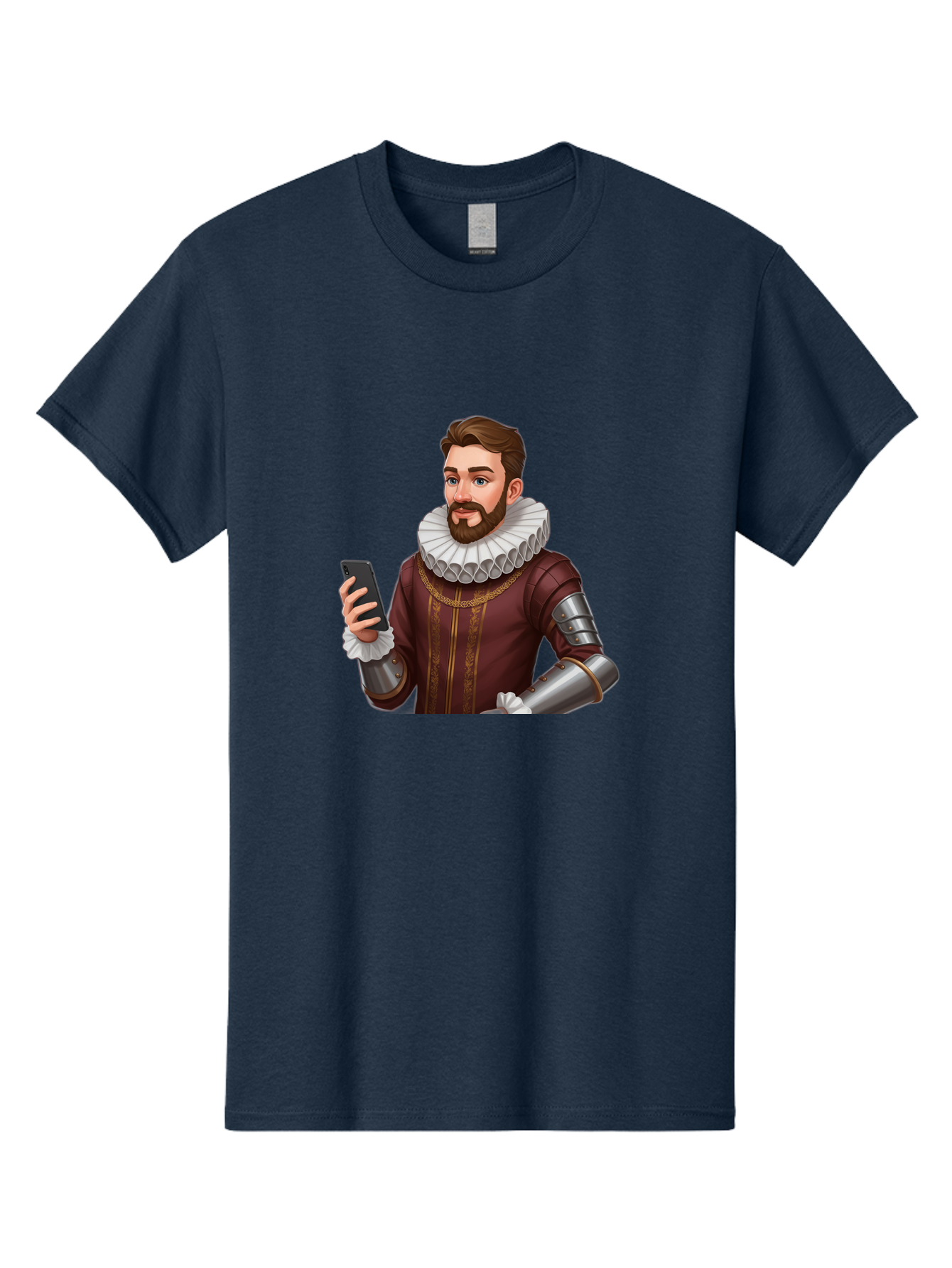 Man-In-Armor-With-Smartphone Men'S Graphic Tee, 100% Cotton, Comfortable Casual Summer Wear, Machine Washable, Vintage Camera, Old Camera, Antique Camera, Black Camera, Classic Photography, Photography Equipment, Nostalgic Device, Film Camera, Bag743