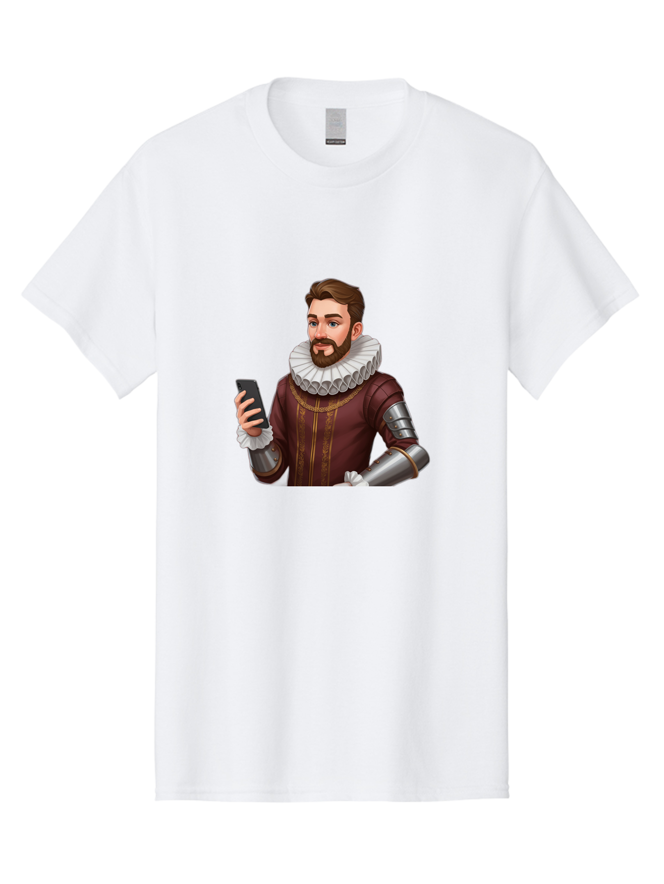 Man-In-Armor-With-Smartphone Men'S Graphic Tee, 100% Cotton, Comfortable Casual Summer Wear, Machine Washable, Vintage Camera, Old Camera, Antique Camera, Black Camera, Classic Photography, Photography Equipment, Nostalgic Device, Film Camera, Bag743