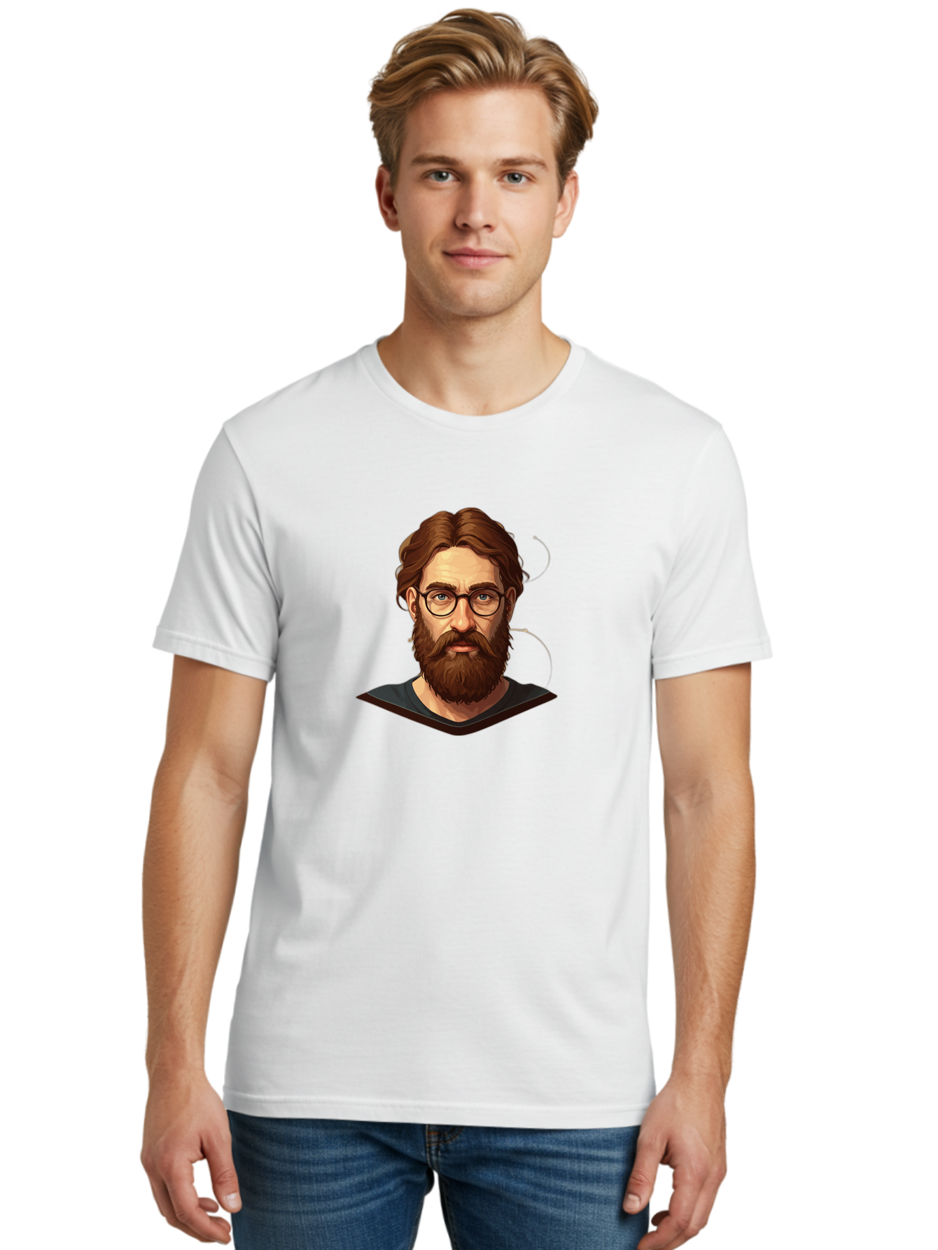 Man-With-Beard-And-Glasses Men'S Graphic Tee, 100% Cotton, Comfortable Casual Summer Wear, Machine Washable, Vintage Camera, Old Camera, Antique Camera, Black Camera, Classic Photography, Photography Equipment, Nostalgic Device, Film Camera, Bag749