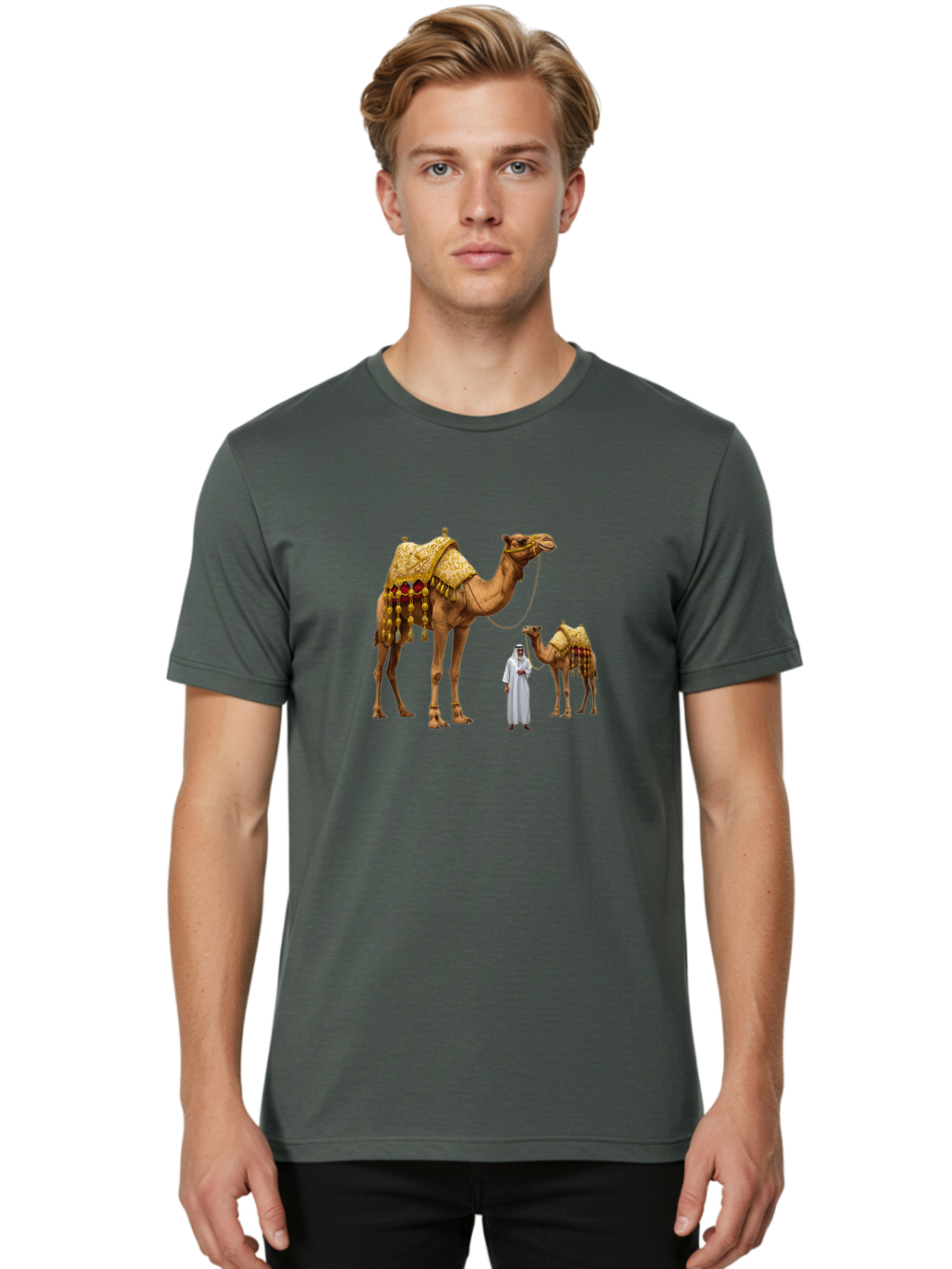 Man-With-Camels Men'S Graphic Tee, 100% Cotton, Comfortable Casual Summer Wear, Machine Washable, Vintage Camera, Old Camera, Antique Camera, Black Camera, Classic Photography, Photography Equipment, Nostalgic Device, Film Camera, Camera Art Bag751