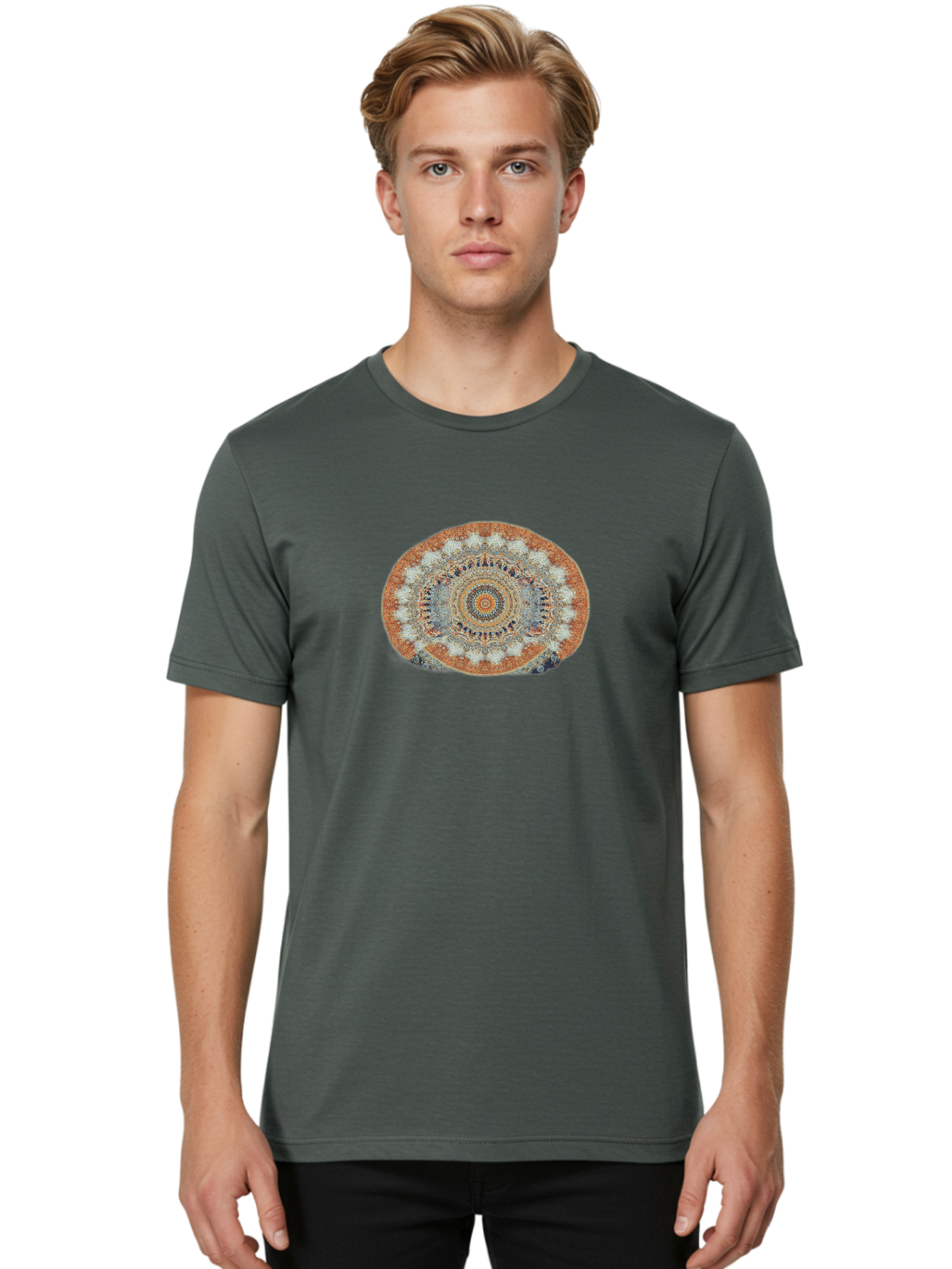 Mandala-Rug Men'S Graphic Tee, 100% Cotton, Comfortable Casual Summer Wear, Machine Washable, Vintage Camera, Old Camera, Antique Camera, Black Camera, Classic Photography, Photography Equipment, Nostalgic Device, Film Camera, Camera Art Bag754