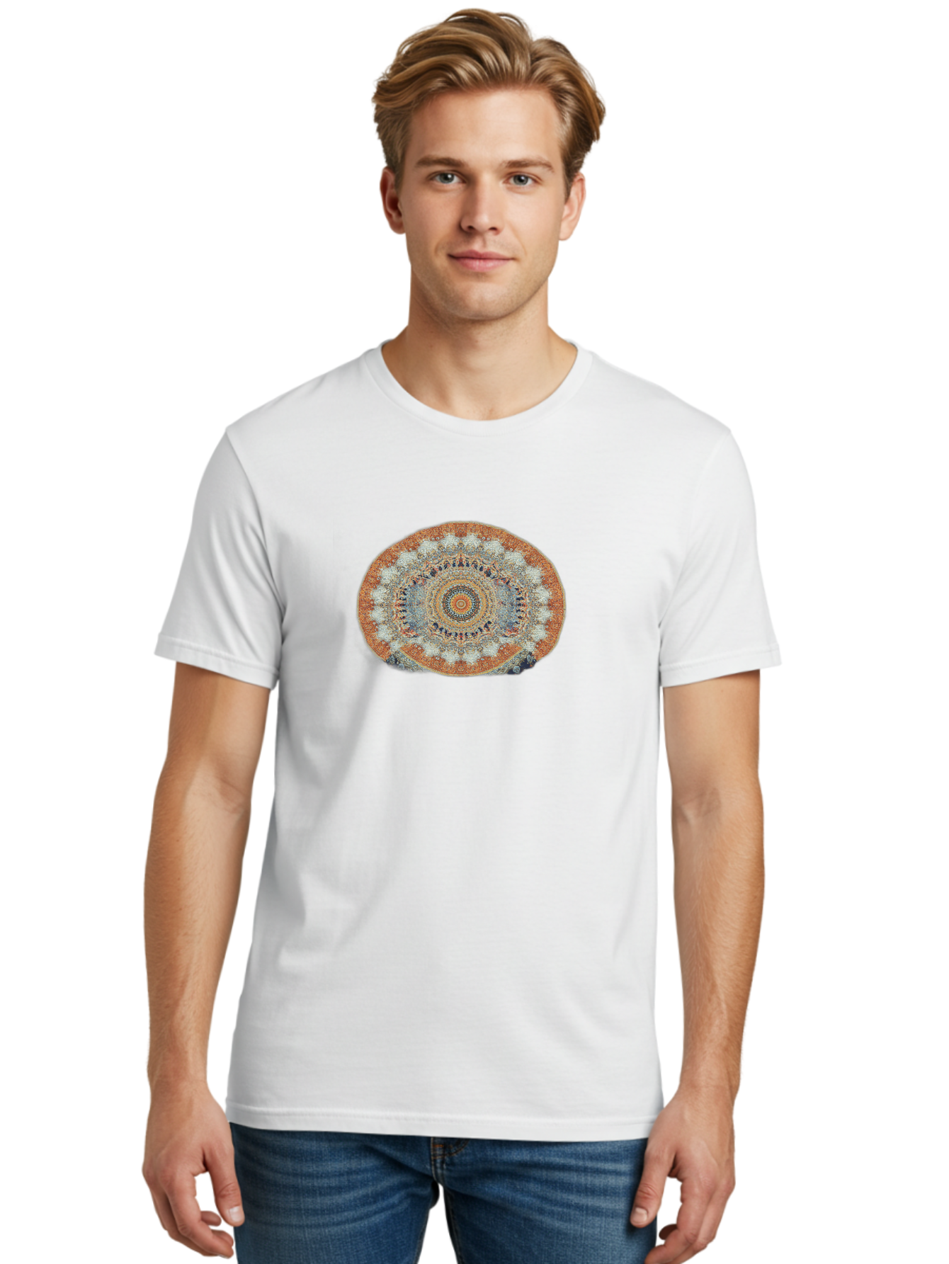 Mandala-Rug Men'S Graphic Tee, 100% Cotton, Comfortable Casual Summer Wear, Machine Washable, Vintage Camera, Old Camera, Antique Camera, Black Camera, Classic Photography, Photography Equipment, Nostalgic Device, Film Camera, Camera Art Bag754