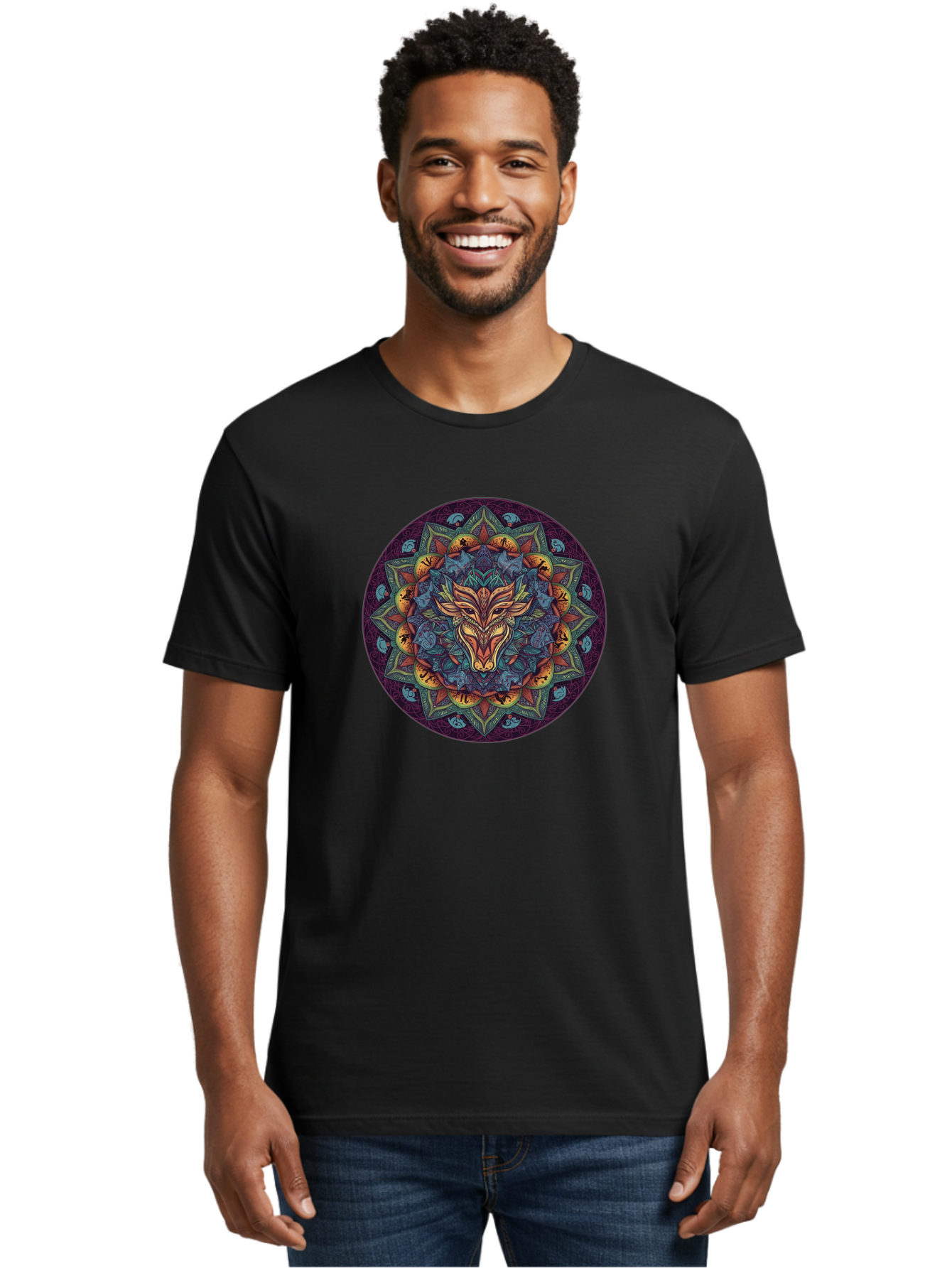 Mandala-Wolf Men'S Graphic Tee, 100% Cotton, Comfortable Casual Summer Wear, Machine Washable, Vintage Camera, Old Camera, Antique Camera, Black Camera, Classic Photography, Photography Equipment, Nostalgic Device, Film Camera, Camera Art Bag755