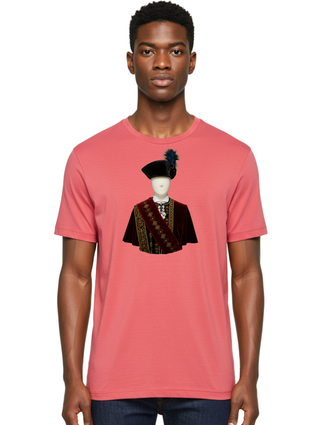 Mannequin-In-Sash-Coat-And-Hat Men'S Graphic Tee, 100% Cotton, Comfortable Casual Summer Wear, Machine Washable, Vintage Camera, Old Camera, Antique Camera, Black Camera, Classic Photography, Photography Equipment, Nostalgic Device, Bag759