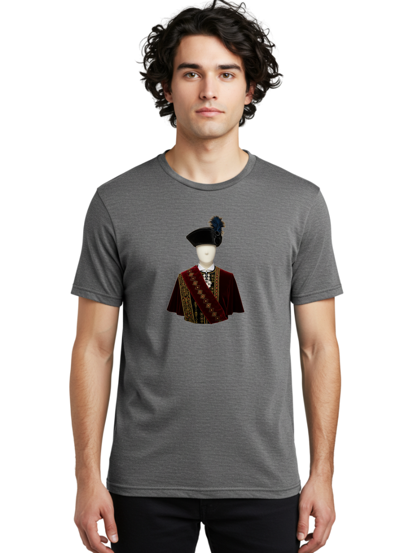 Mannequin-In-Sash-Coat-And-Hat Men'S Graphic Tee, 100% Cotton, Comfortable Casual Summer Wear, Machine Washable, Vintage Camera, Old Camera, Antique Camera, Black Camera, Classic Photography, Photography Equipment, Nostalgic Device, Bag759