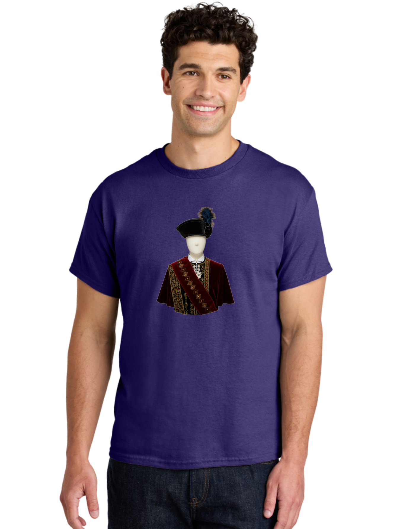 Mannequin-In-Sash-Coat-And-Hat Men'S Graphic Tee, 100% Cotton, Comfortable Casual Summer Wear, Machine Washable, Vintage Camera, Old Camera, Antique Camera, Black Camera, Classic Photography, Photography Equipment, Nostalgic Device, Bag759