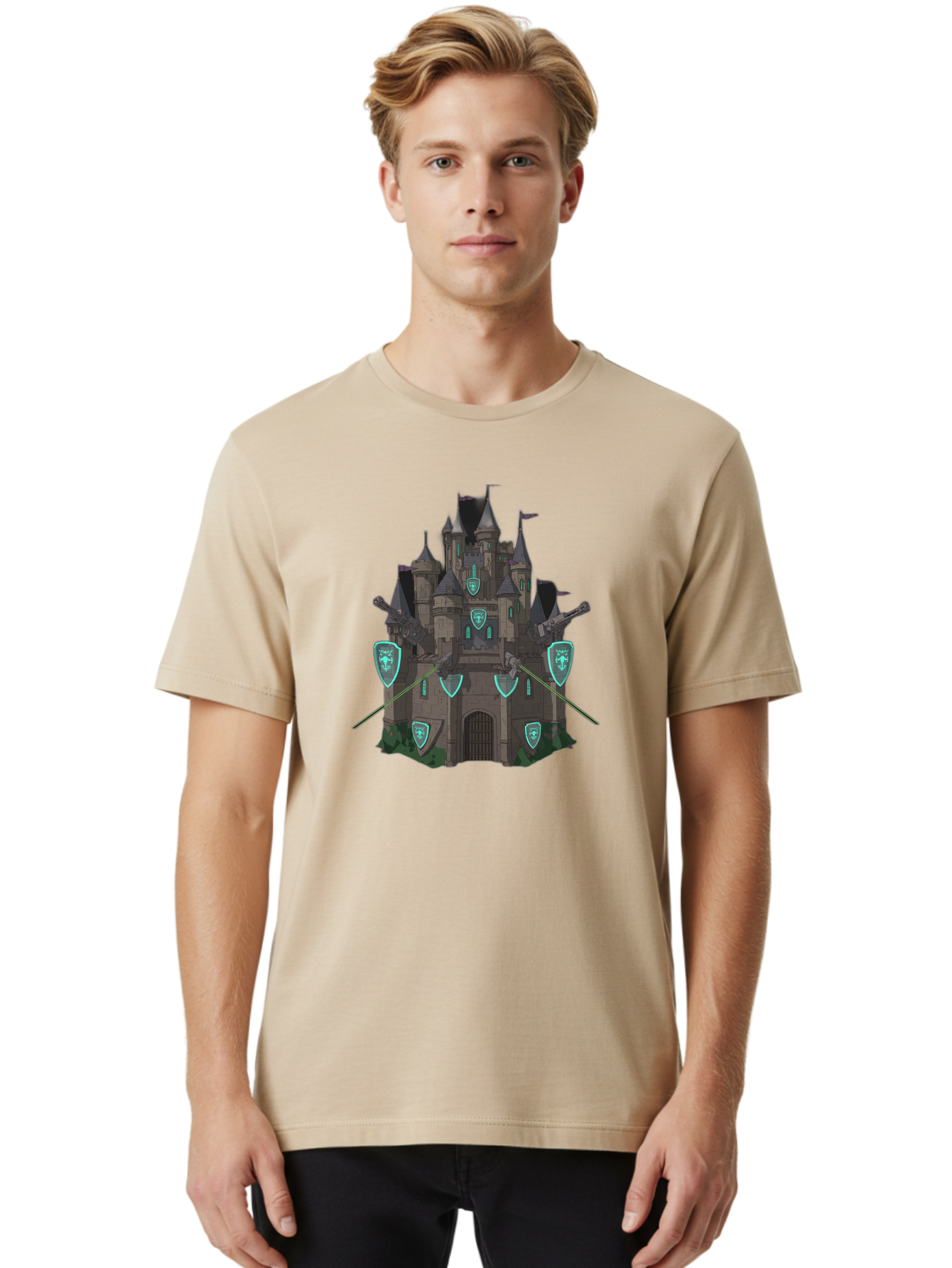 Medieval-Castle-1 Men'S Graphic Tee, 100% Cotton, Comfortable Casual Summer Wear, Machine Washable, Vintage Camera, Old Camera, Antique Camera, Black Camera, Classic Photography, Photography Equipment, Nostalgic Device, Film Camera, Camera Art Bag764