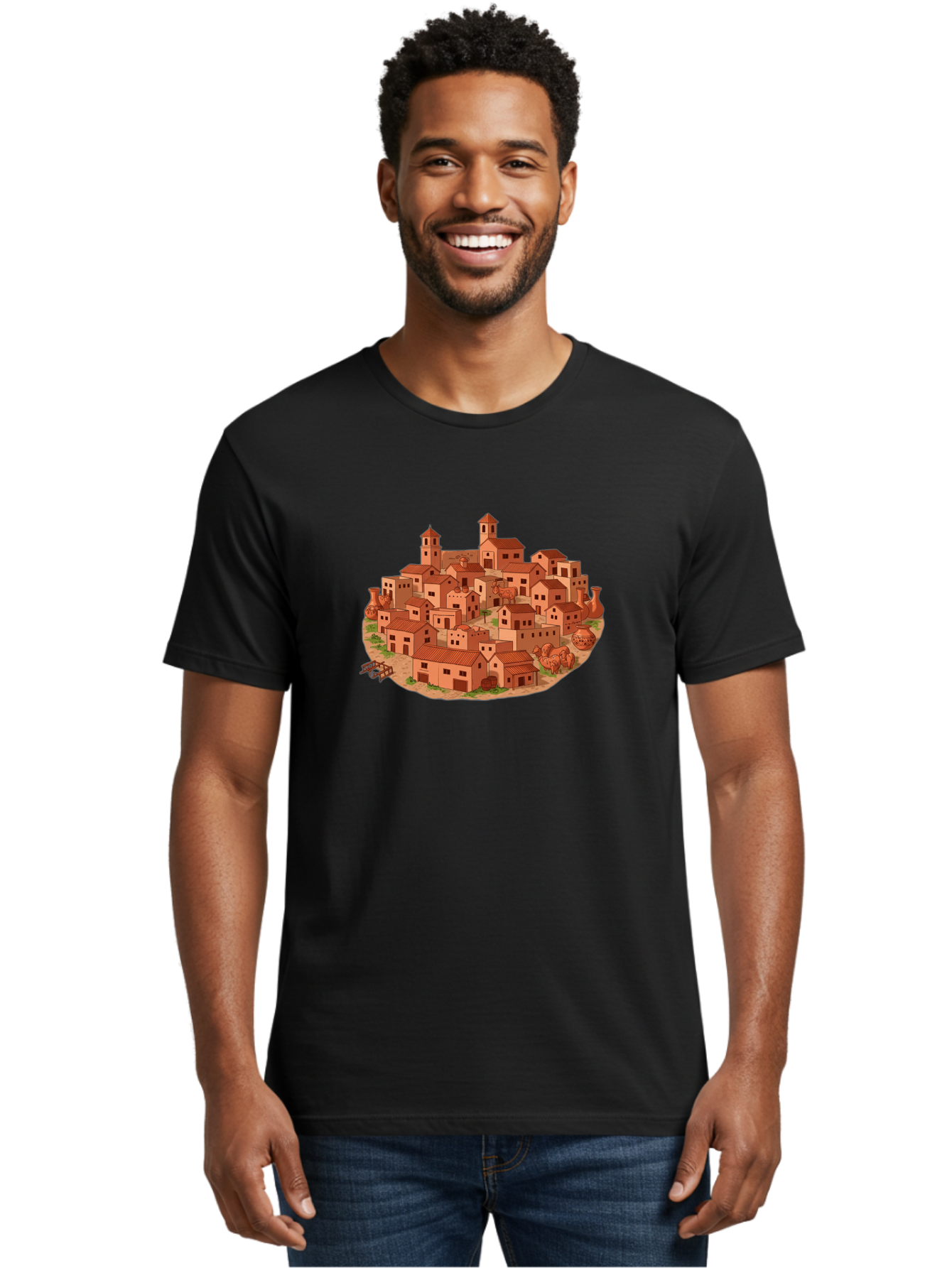 Medieval-Village-1 Men'S Graphic Tee, 100% Cotton, Comfortable Casual Summer Wear, Machine Washable, Vintage Camera, Old Camera, Antique Camera, Black Camera, Classic Photography, Photography Equipment, Nostalgic Device, Film Camera, Bag768