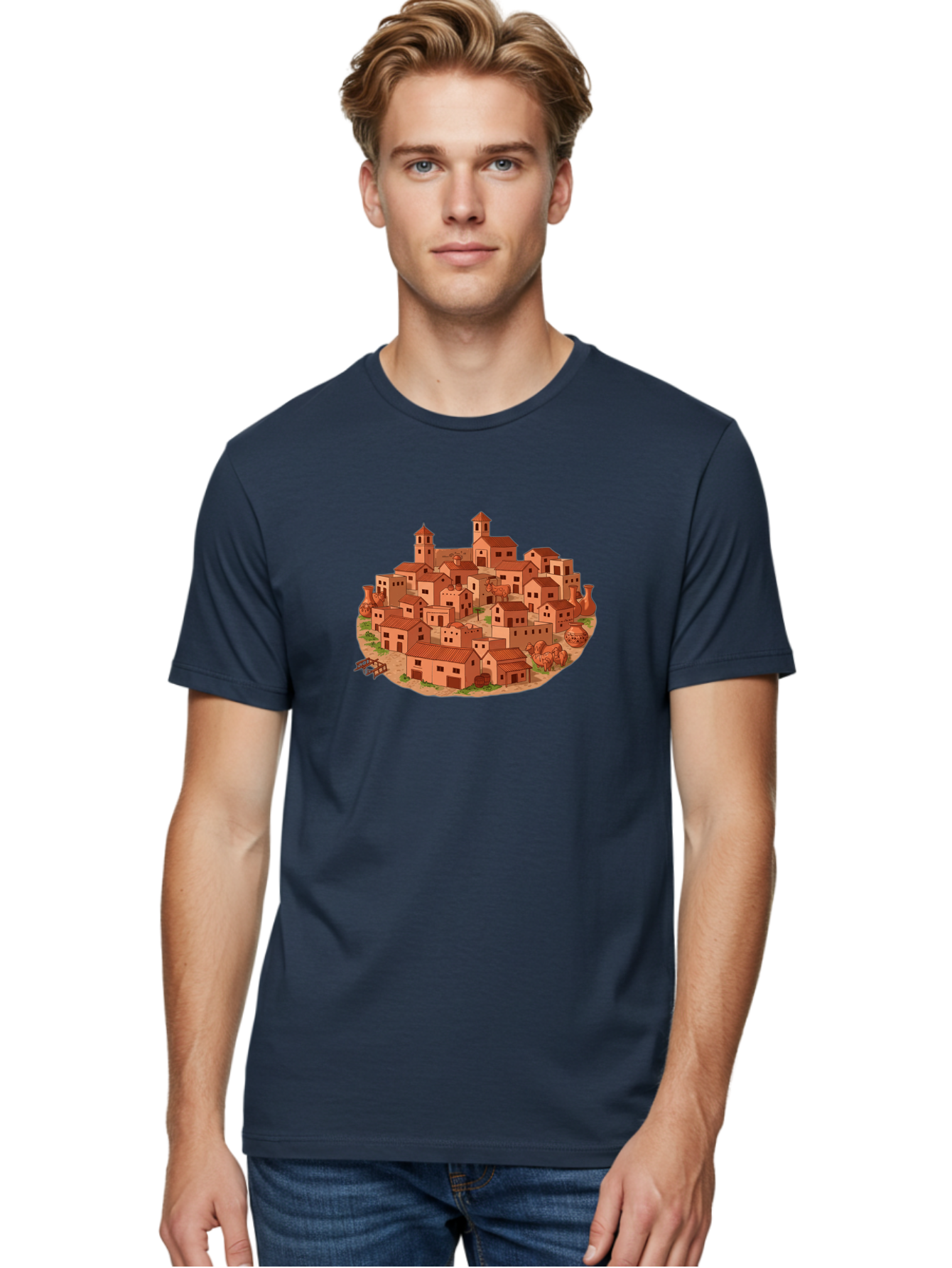 Medieval-Village-1 Men'S Graphic Tee, 100% Cotton, Comfortable Casual Summer Wear, Machine Washable, Vintage Camera, Old Camera, Antique Camera, Black Camera, Classic Photography, Photography Equipment, Nostalgic Device, Film Camera, Bag768
