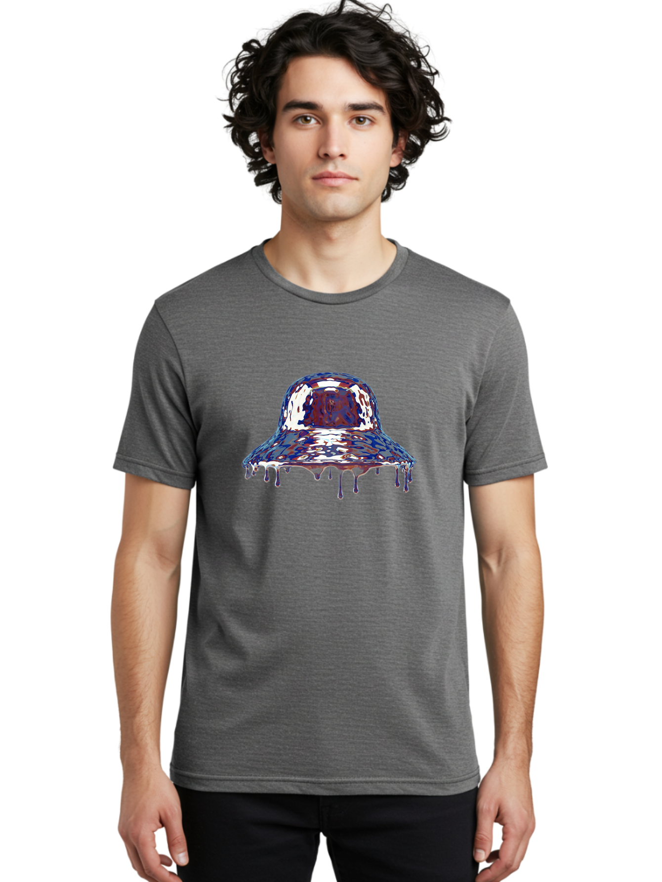 Melting-Bucket-Hat Men'S Graphic Tee, 100% Cotton, Comfortable Casual Summer Wear, Machine Washable, Vintage Camera, Old Camera, Antique Camera, Black Camera, Classic Photography, Photography Equipment, Nostalgic Device, Film Camera, Bag772