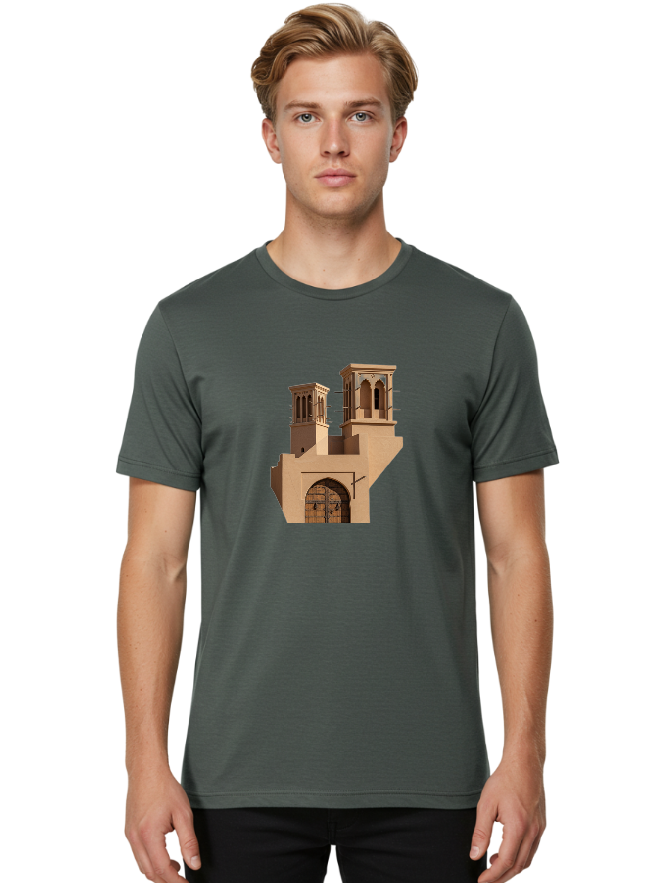 Middle-Eastern-Architecture Men'S Graphic Tee, 100% Cotton, Comfortable Casual Summer Wear, Machine Washable, Vintage Camera, Old Camera, Antique Camera, Black Camera, Classic Photography, Photography Equipment, Nostalgic Device, Film Camera, Bag786