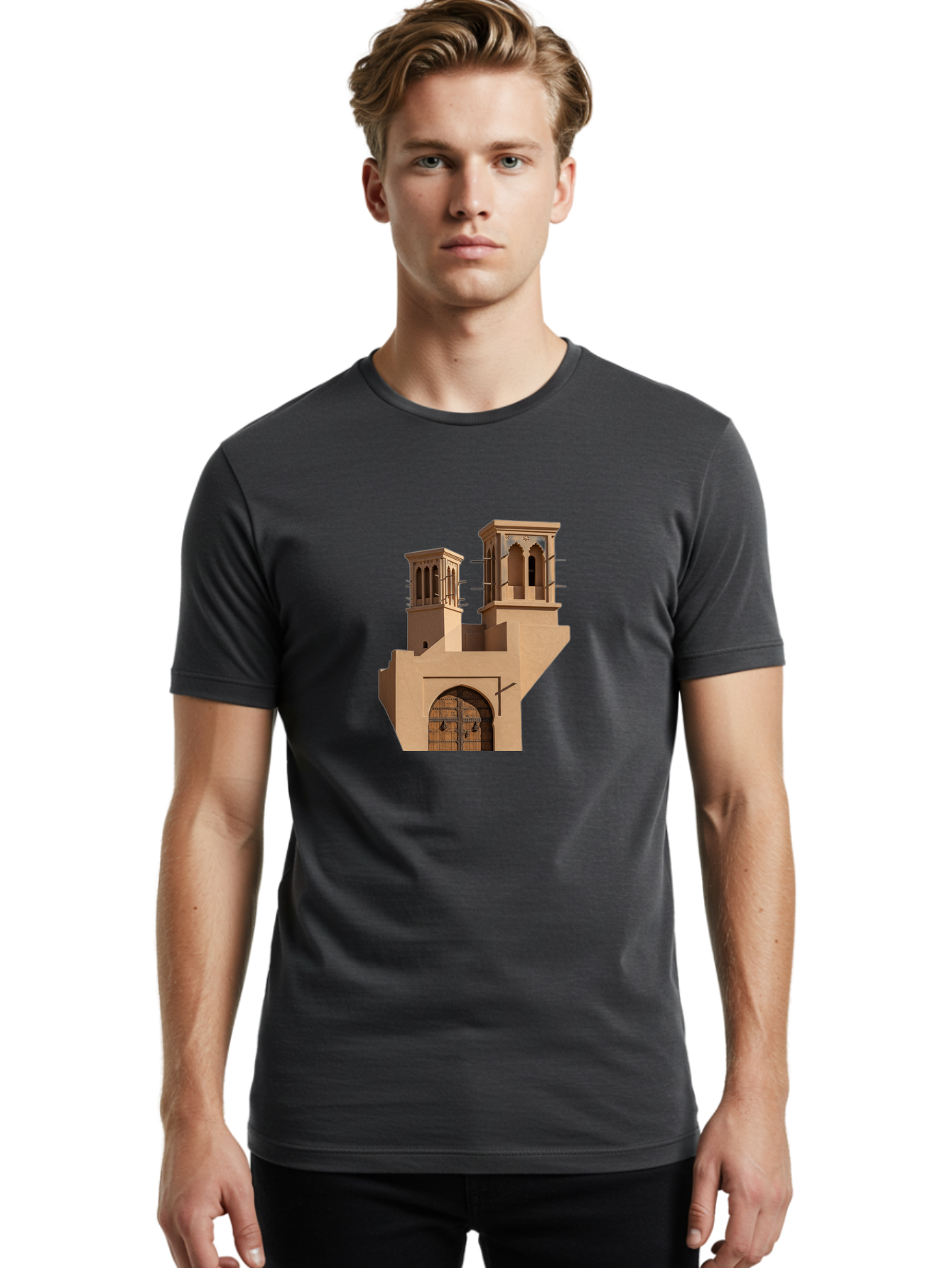 Middle-Eastern-Architecture Men'S Graphic Tee, 100% Cotton, Comfortable Casual Summer Wear, Machine Washable, Vintage Camera, Old Camera, Antique Camera, Black Camera, Classic Photography, Photography Equipment, Nostalgic Device, Film Camera, Bag786