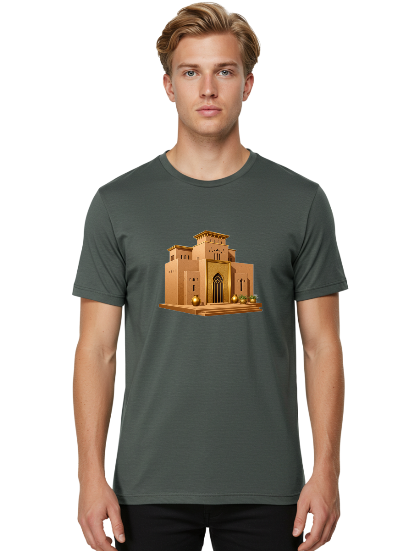 Middle-Eastern-Temple Men'S Graphic Tee, 100% Cotton, Comfortable Casual Summer Wear, Machine Washable, Vintage Camera, Old Camera, Antique Camera, Black Camera, Classic Photography, Photography Equipment, Nostalgic Device, Film Camera, Bag787