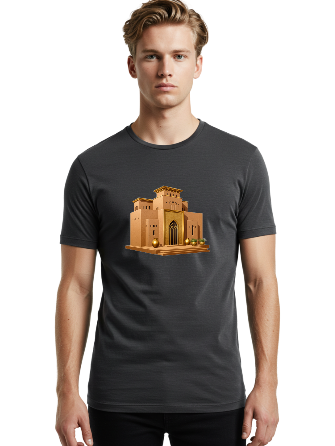 Middle-Eastern-Temple Men'S Graphic Tee, 100% Cotton, Comfortable Casual Summer Wear, Machine Washable, Vintage Camera, Old Camera, Antique Camera, Black Camera, Classic Photography, Photography Equipment, Nostalgic Device, Film Camera, Bag787
