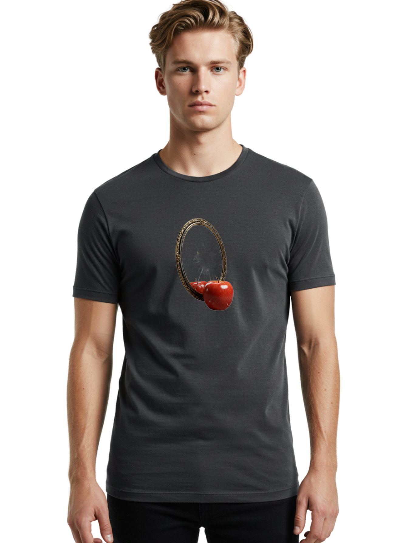 Mirror-Apple Men'S Graphic Tee, 100% Cotton, Comfortable Casual Summer Wear, Machine Washable, Vintage Camera, Old Camera, Antique Camera, Black Camera, Classic Photography, Photography Equipment, Nostalgic Device, Film Camera, Camera Art Bag792