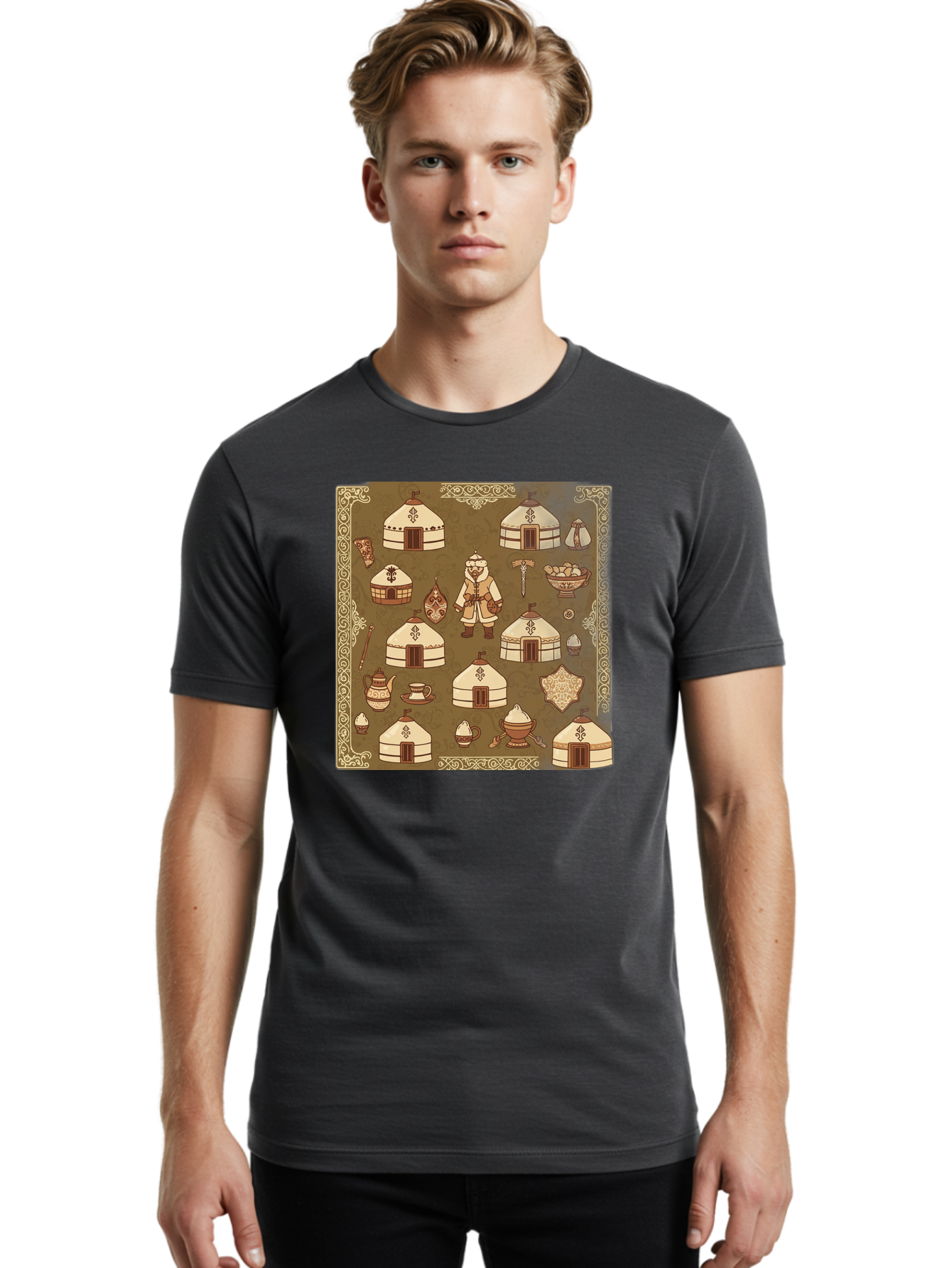 Mongolian-Yurt-Collection Men'S Graphic Tee, 100% Cotton, Comfortable Casual Summer Wear, Machine Washable, Vintage Camera, Old Camera, Antique Camera, Black Camera, Classic Photography, Photography Equipment, Nostalgic Device, Film Camera, Bag801