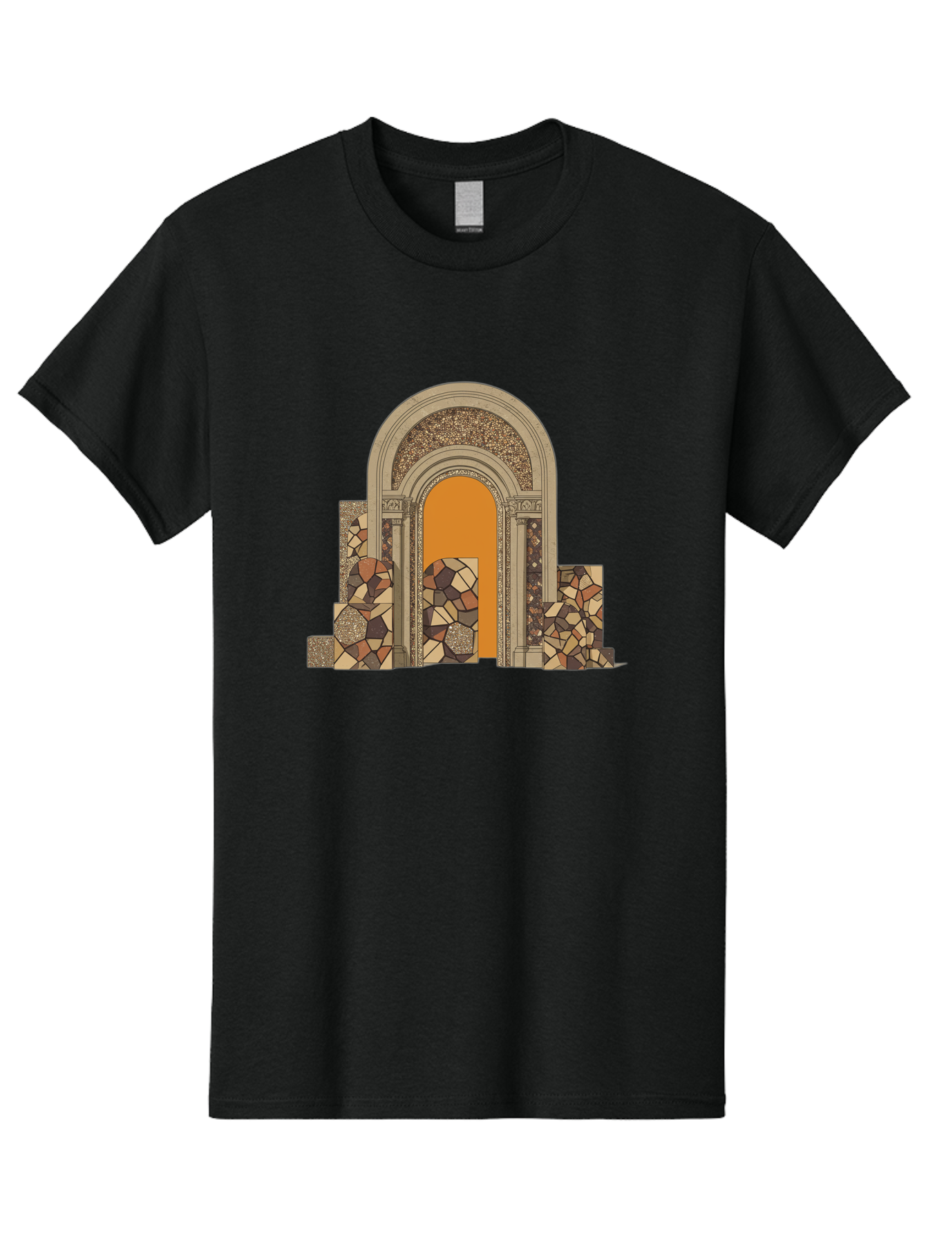 Mosaic-Archway Men'S Graphic Tee, 100% Cotton, Comfortable Casual Summer Wear, Machine Washable, Vintage Camera, Old Camera, Antique Camera, Black Camera, Classic Photography, Photography Equipment, Nostalgic Device, Film Camera, Camera Art Bag814