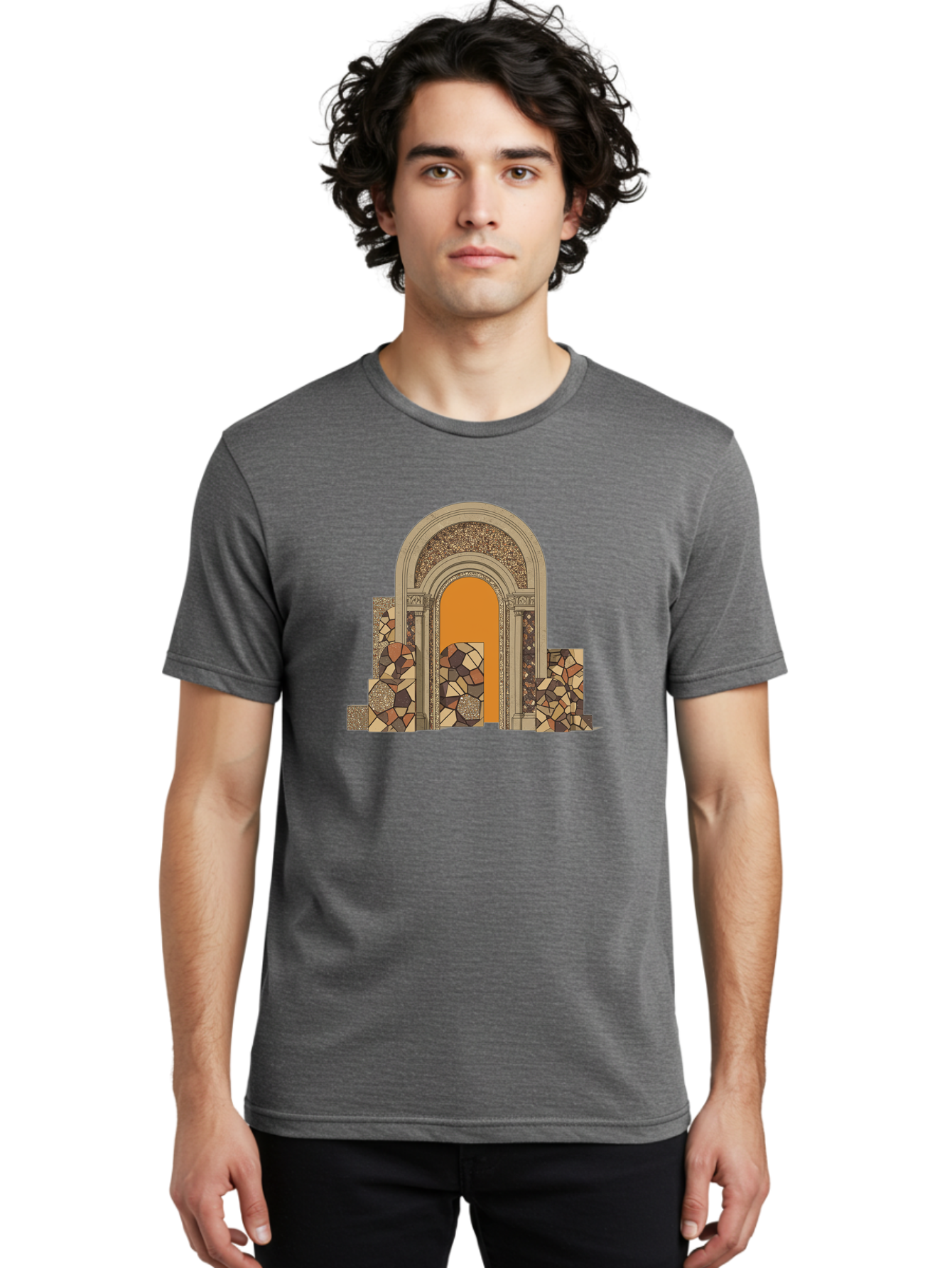 Mosaic-Archway Men'S Graphic Tee, 100% Cotton, Comfortable Casual Summer Wear, Machine Washable, Vintage Camera, Old Camera, Antique Camera, Black Camera, Classic Photography, Photography Equipment, Nostalgic Device, Film Camera, Camera Art Bag814