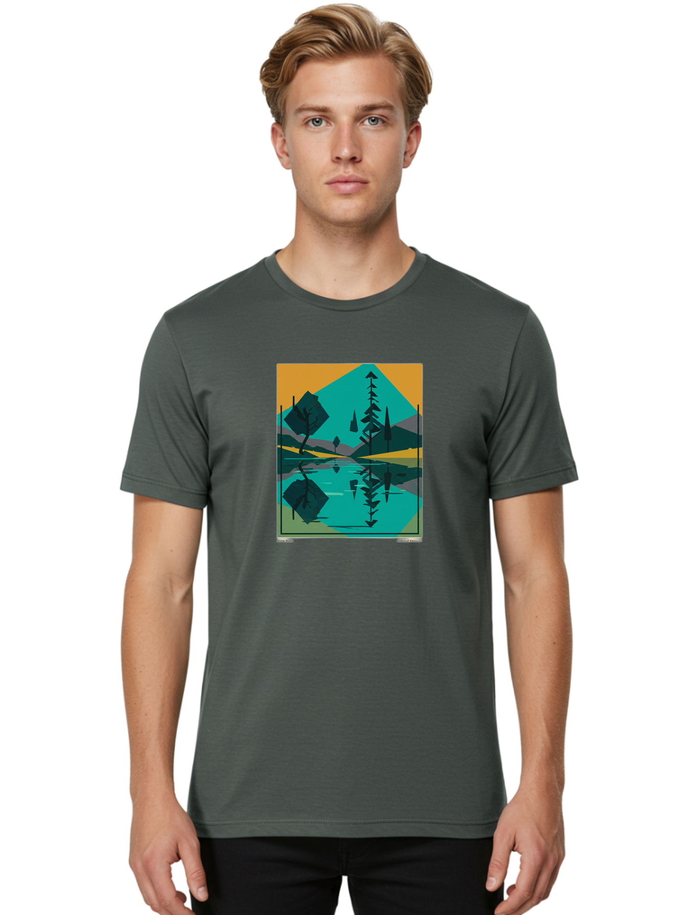 Mountain-Lake-Landscape Men'S Graphic Tee, 100% Cotton, Comfortable Casual Summer Wear, Machine Washable, Vintage Camera, Old Camera, Antique Camera, Black Camera, Classic Photography, Photography Equipment, Nostalgic Device, Film Camera, Bag821