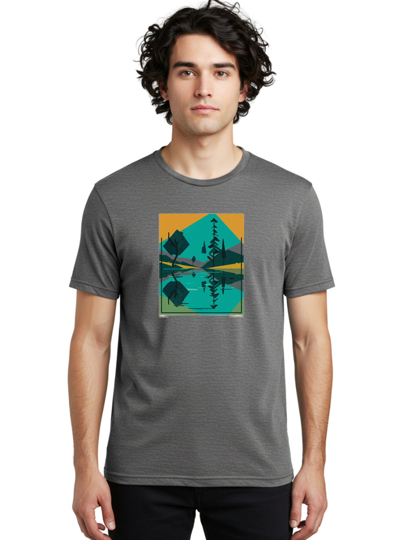 Mountain-Lake-Landscape Men'S Graphic Tee, 100% Cotton, Comfortable Casual Summer Wear, Machine Washable, Vintage Camera, Old Camera, Antique Camera, Black Camera, Classic Photography, Photography Equipment, Nostalgic Device, Film Camera, Bag821