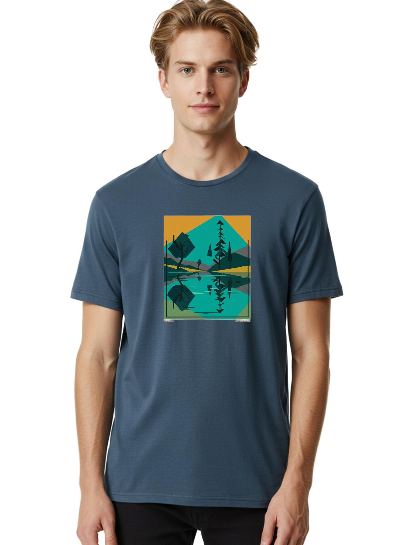 Mountain-Lake-Landscape Men'S Graphic Tee, 100% Cotton, Comfortable Casual Summer Wear, Machine Washable, Vintage Camera, Old Camera, Antique Camera, Black Camera, Classic Photography, Photography Equipment, Nostalgic Device, Film Camera, Bag821