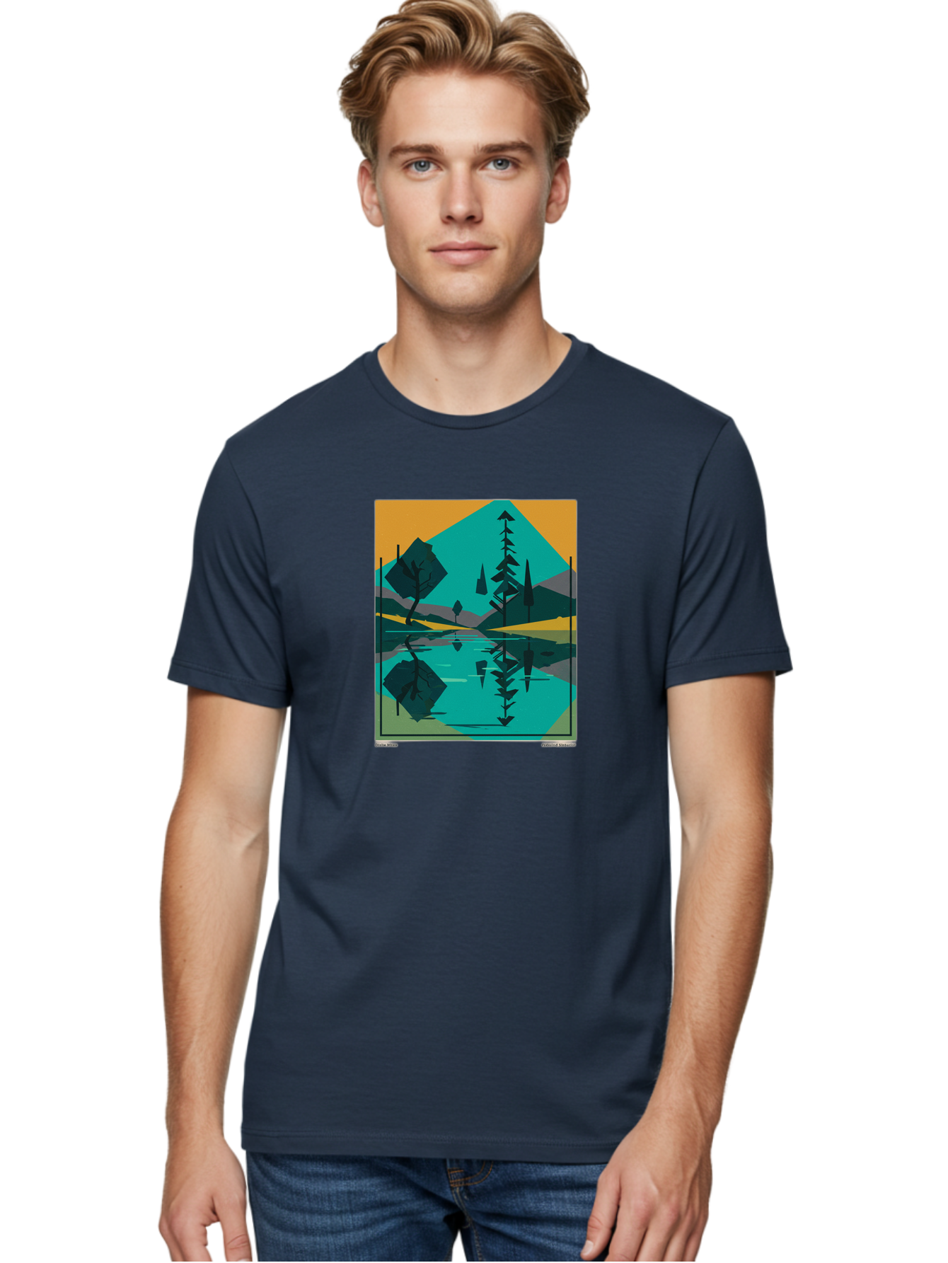 Mountain-Lake-Landscape Men'S Graphic Tee, 100% Cotton, Comfortable Casual Summer Wear, Machine Washable, Vintage Camera, Old Camera, Antique Camera, Black Camera, Classic Photography, Photography Equipment, Nostalgic Device, Film Camera, Bag821