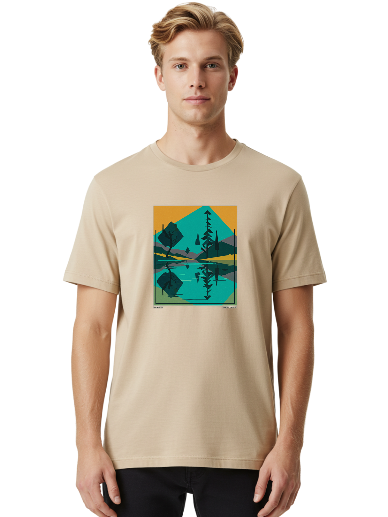 Mountain-Lake-Landscape Men'S Graphic Tee, 100% Cotton, Comfortable Casual Summer Wear, Machine Washable, Vintage Camera, Old Camera, Antique Camera, Black Camera, Classic Photography, Photography Equipment, Nostalgic Device, Film Camera, Bag821