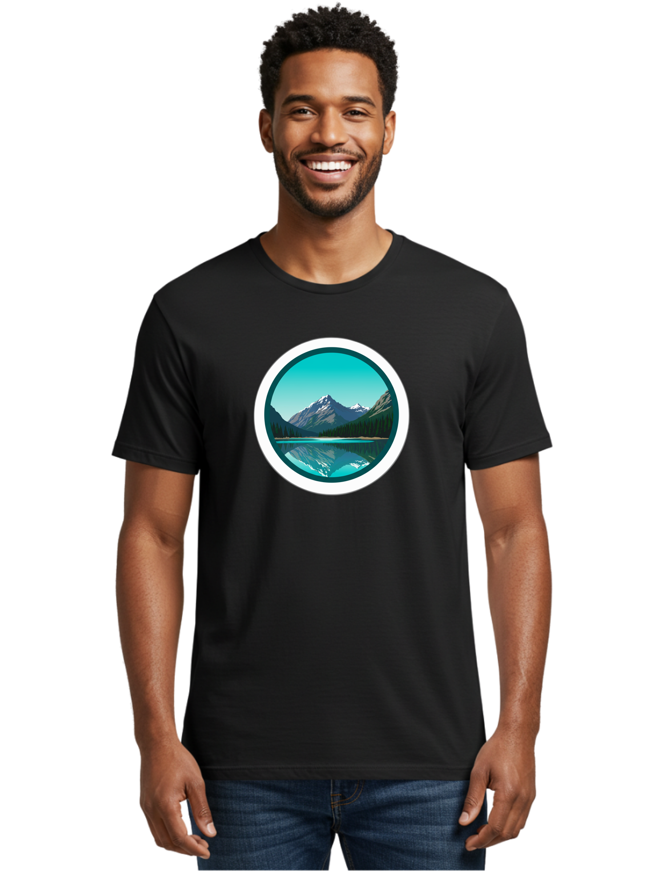 Mountain-Lake-Scene Men'S Graphic Tee, 100% Cotton, Comfortable Casual Summer Wear, Machine Washable, Vintage Camera, Old Camera, Antique Camera, Black Camera, Classic Photography, Photography Equipment, Nostalgic Device, Film Camera, Bag822