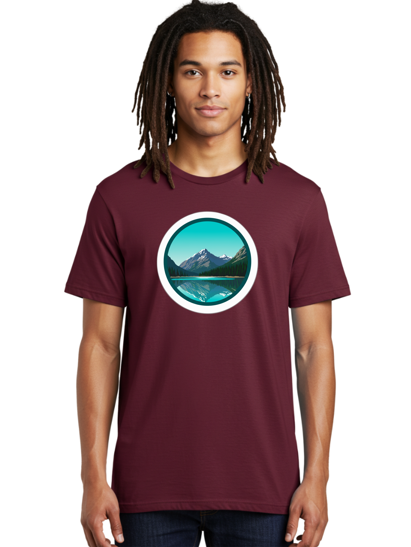 Mountain-Lake-Scene Men'S Graphic Tee, 100% Cotton, Comfortable Casual Summer Wear, Machine Washable, Vintage Camera, Old Camera, Antique Camera, Black Camera, Classic Photography, Photography Equipment, Nostalgic Device, Film Camera, Bag822