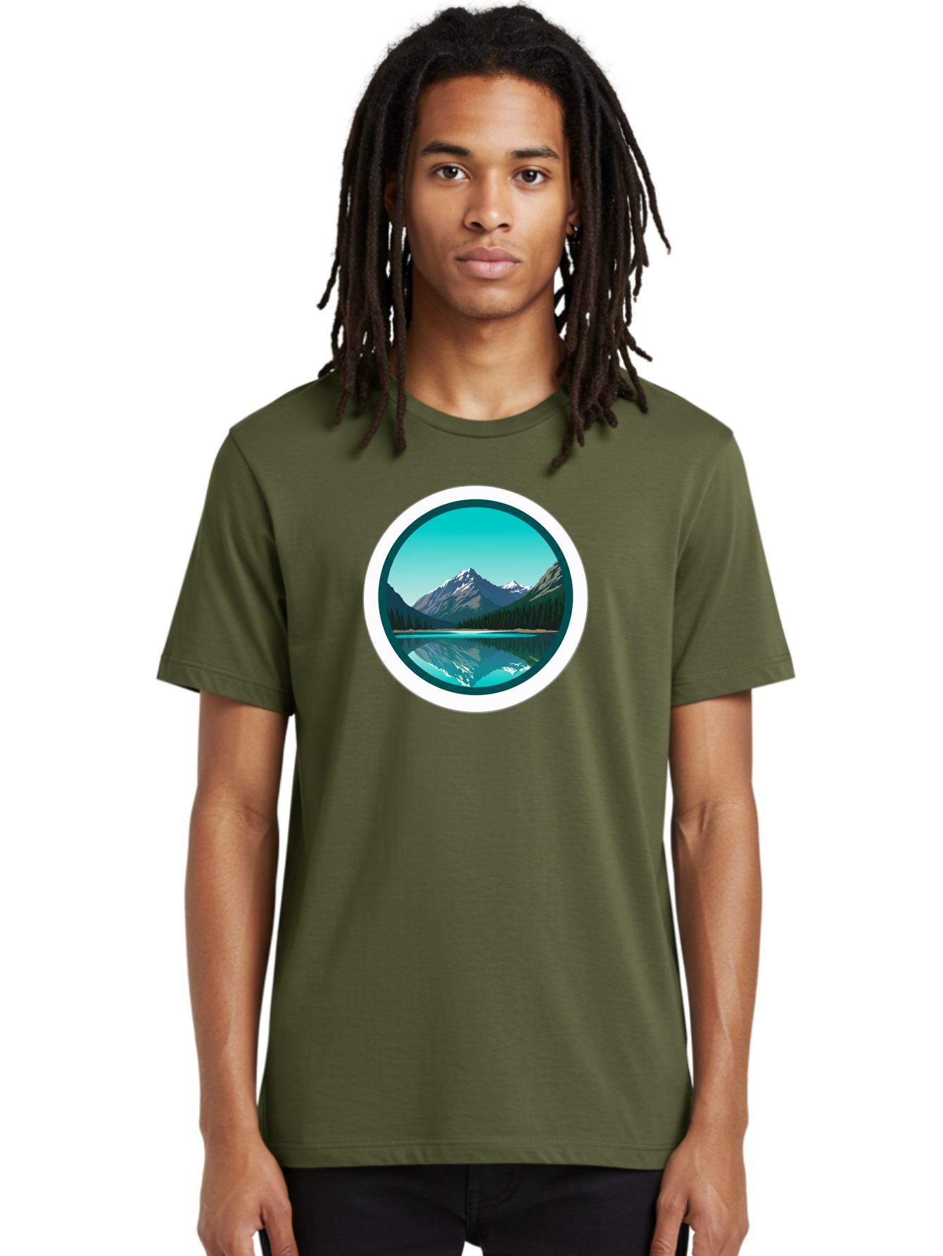 Mountain-Lake-Scene Men'S Graphic Tee, 100% Cotton, Comfortable Casual Summer Wear, Machine Washable, Vintage Camera, Old Camera, Antique Camera, Black Camera, Classic Photography, Photography Equipment, Nostalgic Device, Film Camera, Bag822