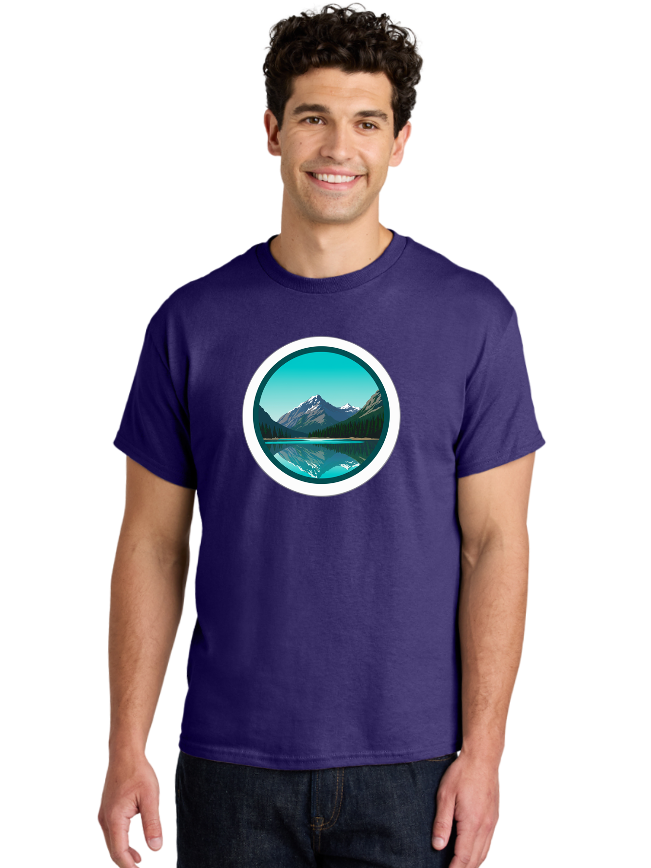 Mountain-Lake-Scene Men'S Graphic Tee, 100% Cotton, Comfortable Casual Summer Wear, Machine Washable, Vintage Camera, Old Camera, Antique Camera, Black Camera, Classic Photography, Photography Equipment, Nostalgic Device, Film Camera, Bag822