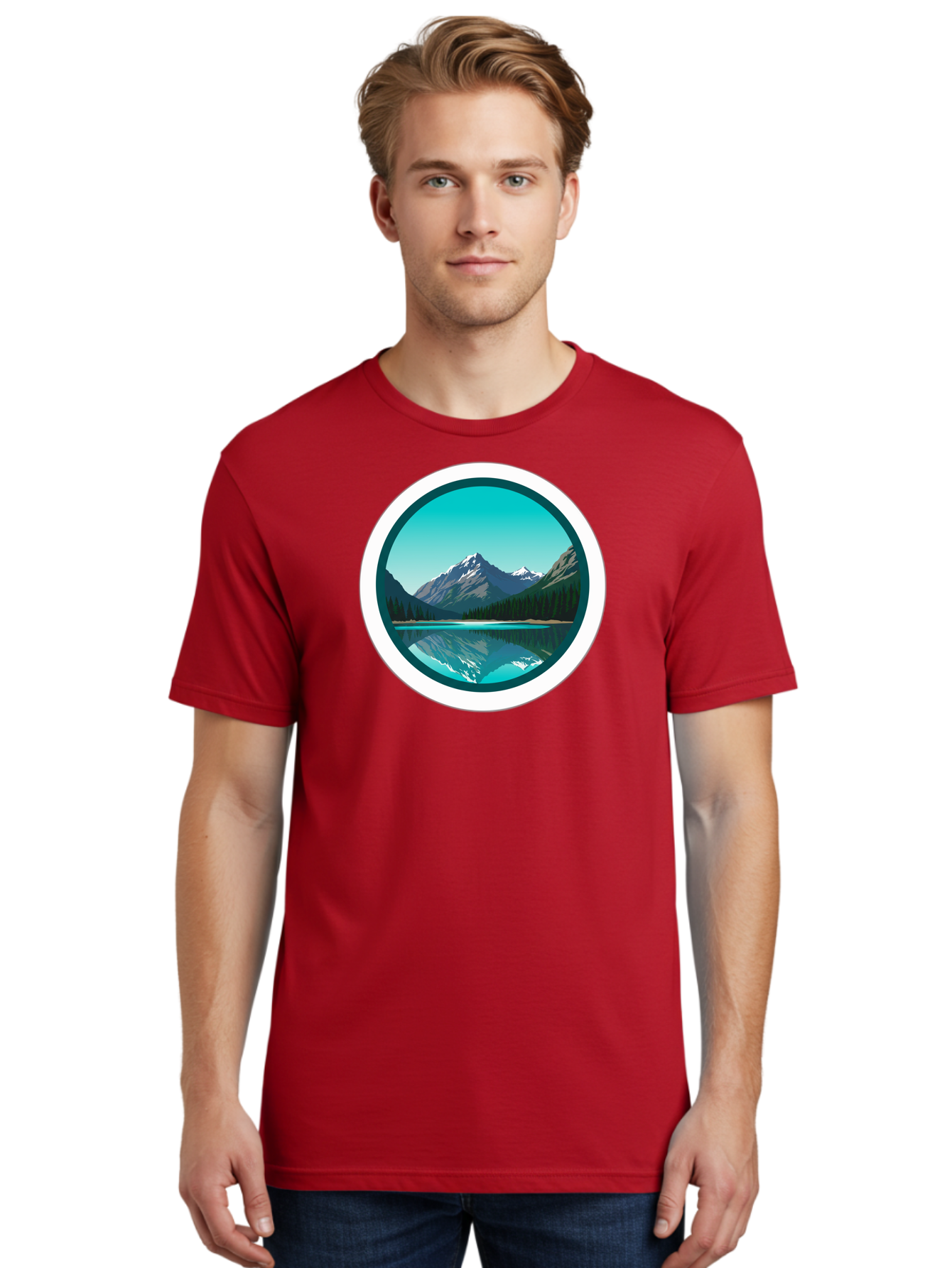 Mountain-Lake-Scene Men'S Graphic Tee, 100% Cotton, Comfortable Casual Summer Wear, Machine Washable, Vintage Camera, Old Camera, Antique Camera, Black Camera, Classic Photography, Photography Equipment, Nostalgic Device, Film Camera, Bag822
