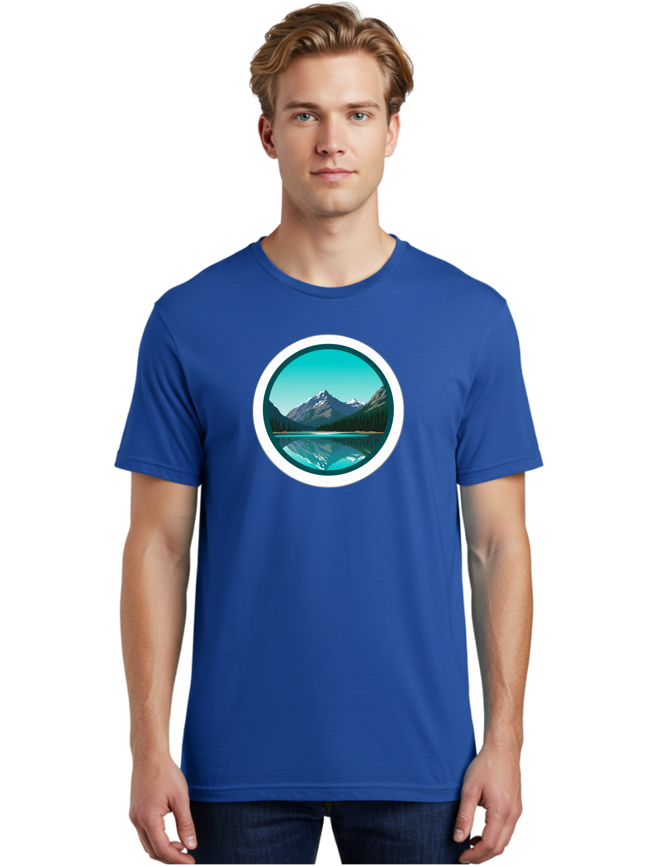 Mountain-Lake-Scene Men'S Graphic Tee, 100% Cotton, Comfortable Casual Summer Wear, Machine Washable, Vintage Camera, Old Camera, Antique Camera, Black Camera, Classic Photography, Photography Equipment, Nostalgic Device, Film Camera, Bag822