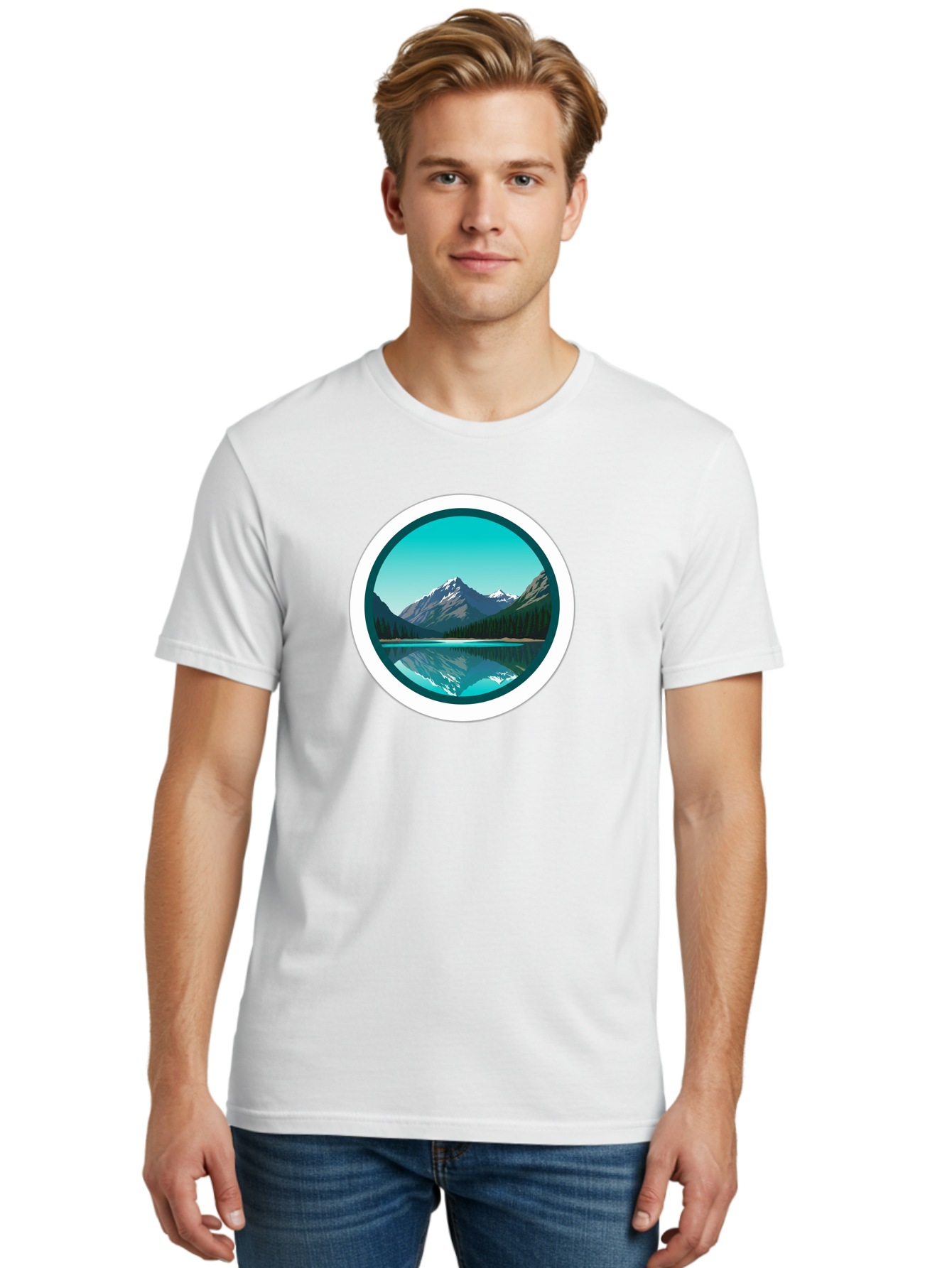 Mountain-Lake-Scene Men'S Graphic Tee, 100% Cotton, Comfortable Casual Summer Wear, Machine Washable, Vintage Camera, Old Camera, Antique Camera, Black Camera, Classic Photography, Photography Equipment, Nostalgic Device, Film Camera, Bag822