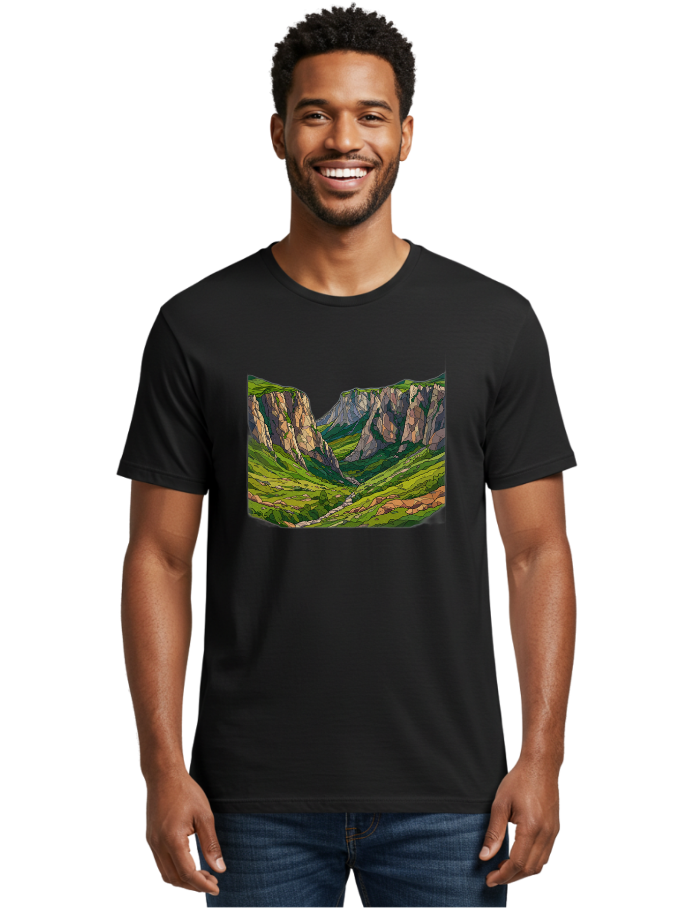 Mountain-Landscape-1 Men'S Graphic Tee, 100% Cotton, Comfortable Casual Summer Wear, Machine Washable, Vintage Camera, Old Camera, Antique Camera, Black Camera, Classic Photography, Photography Equipment, Nostalgic Device, Film Camera, Bag824
